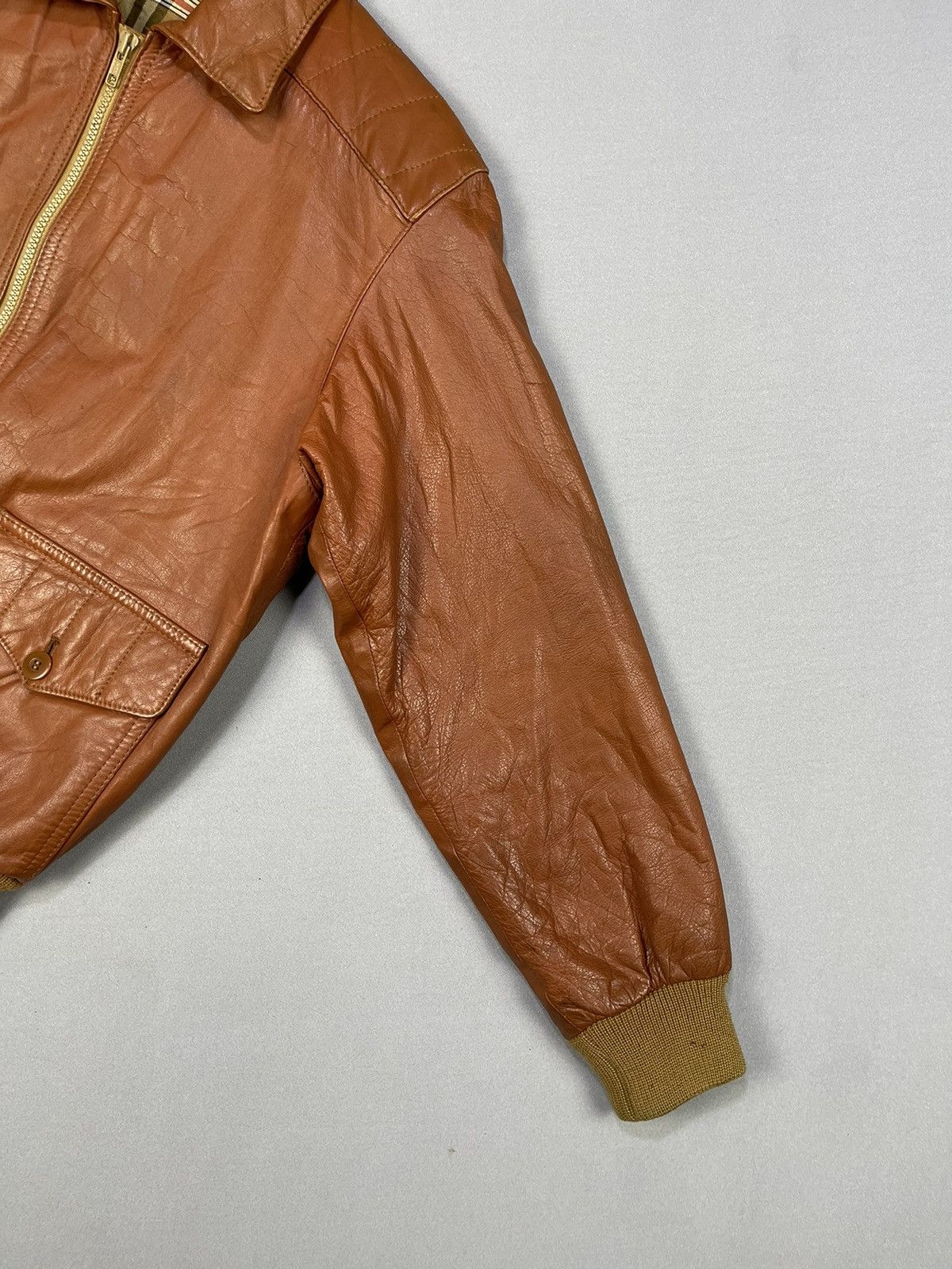 Japanese Brand VINTAGE LEATHER JACKET NOVA CHECK LINED Size US S / EU 44-46 / 1 - 6 Thumbnail