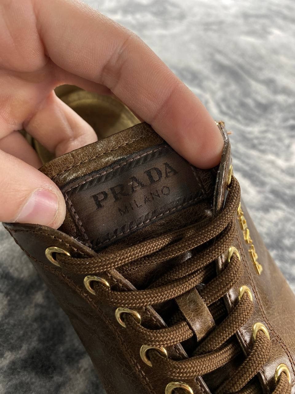 Prada Vintage Prada Leather Trainers Sneakers Women Size 36 Brown Size US 6 / IT 36 - 21 Thumbnail