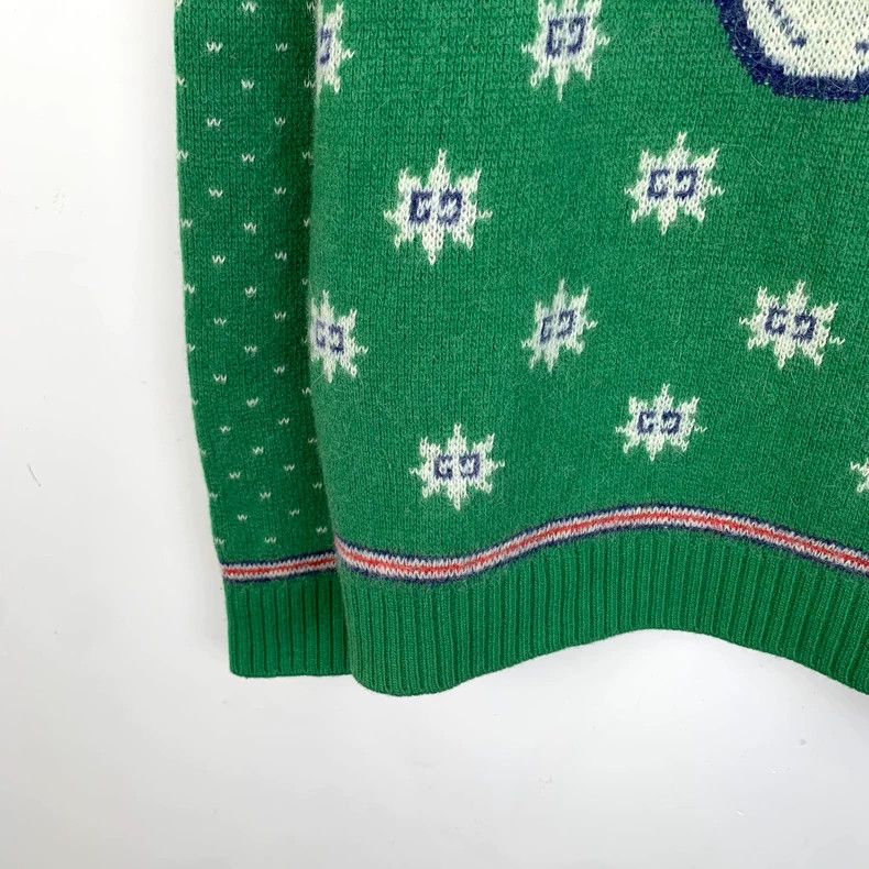 Gucci Gucci Green horn tiger head inlaid wool round-neck long-sle Size US M / EU 48-50 / 2 - 4 Thumbnail