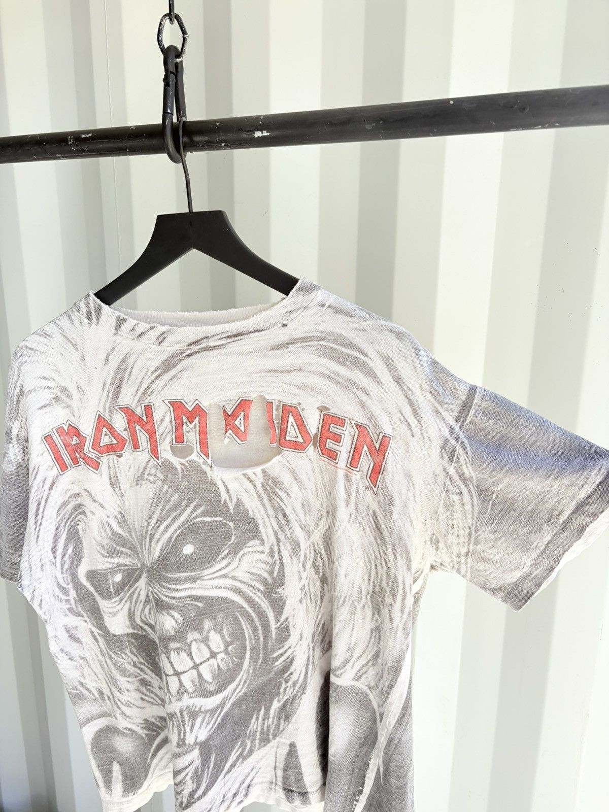 Thrashed Iron Maiden Faded Distressed Boxy Shirt ERD GRUNGE