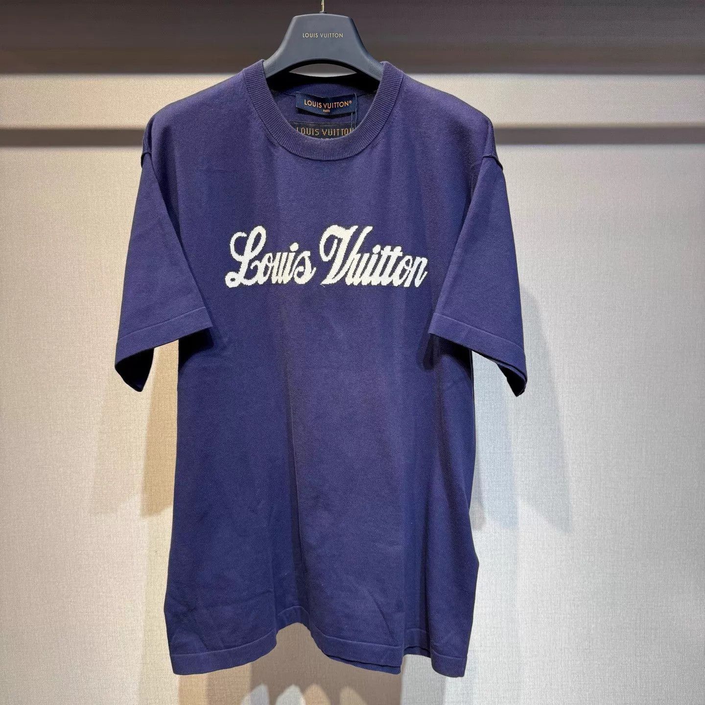 Louis Vuitton LV Embroidered Logo Purple Knit Short Sleeve M (New) Size US M / EU 48-50 / 2 - 1 Thumbnail