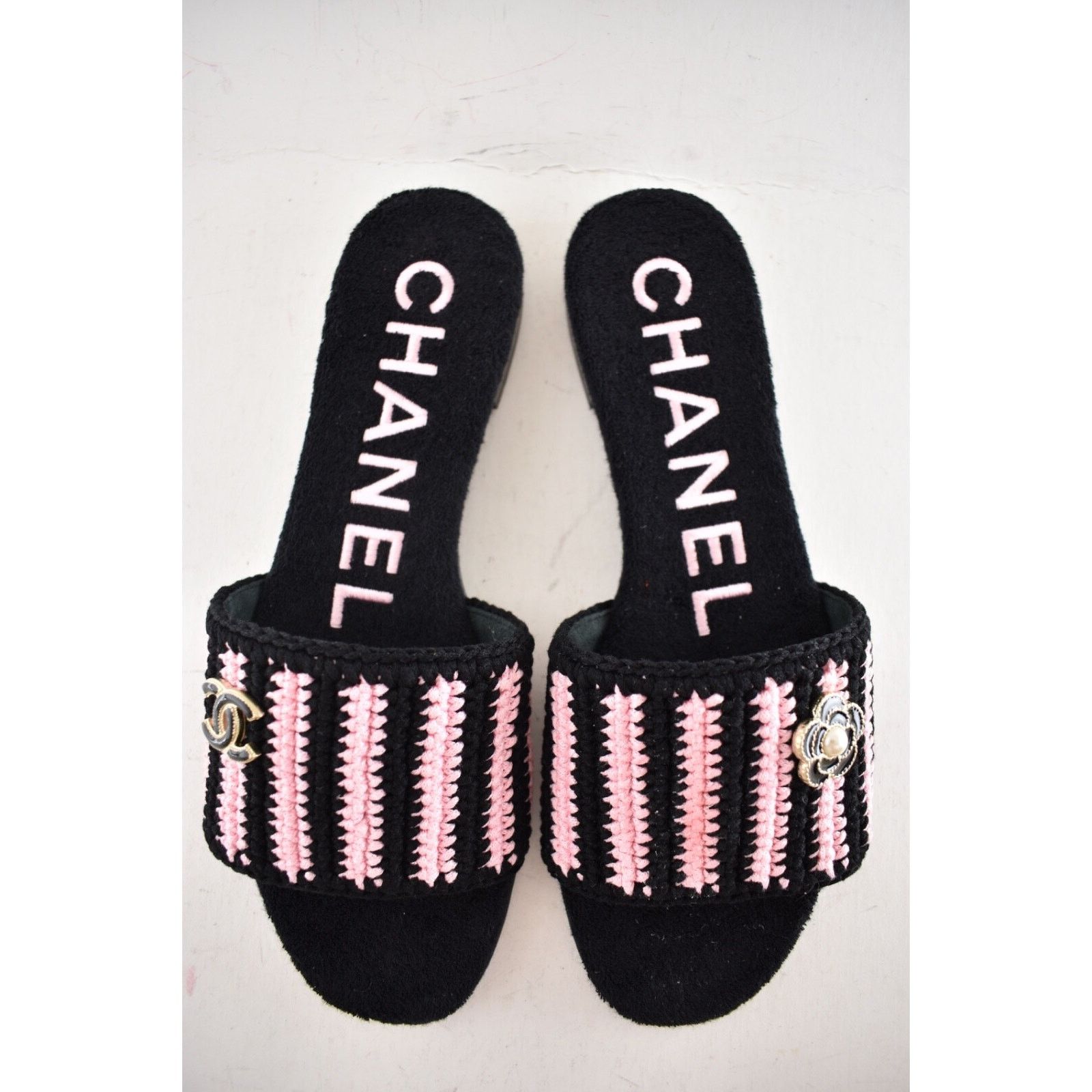 Chanel Chanel 24M Black Pink Crochet Stripe Camellia Flower Logo Size US 9 / IT 39 - 15 Thumbnail