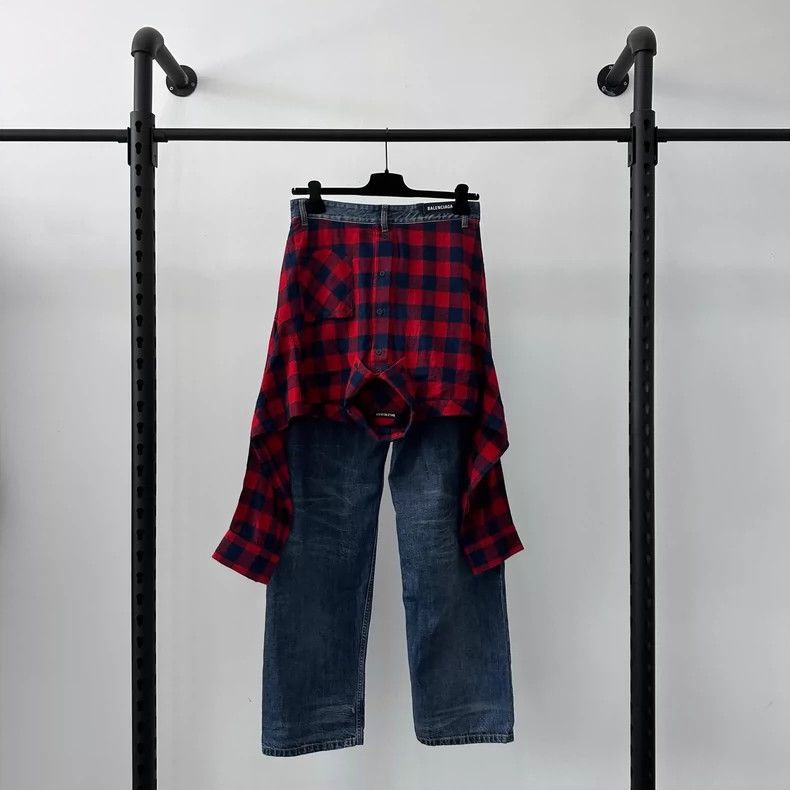 Balenciaga Balenciaga size xs SS21 Fake Two Piece Blouse Denim Pants 2 Size US 28 / EU 44 - 2 Thumbnail