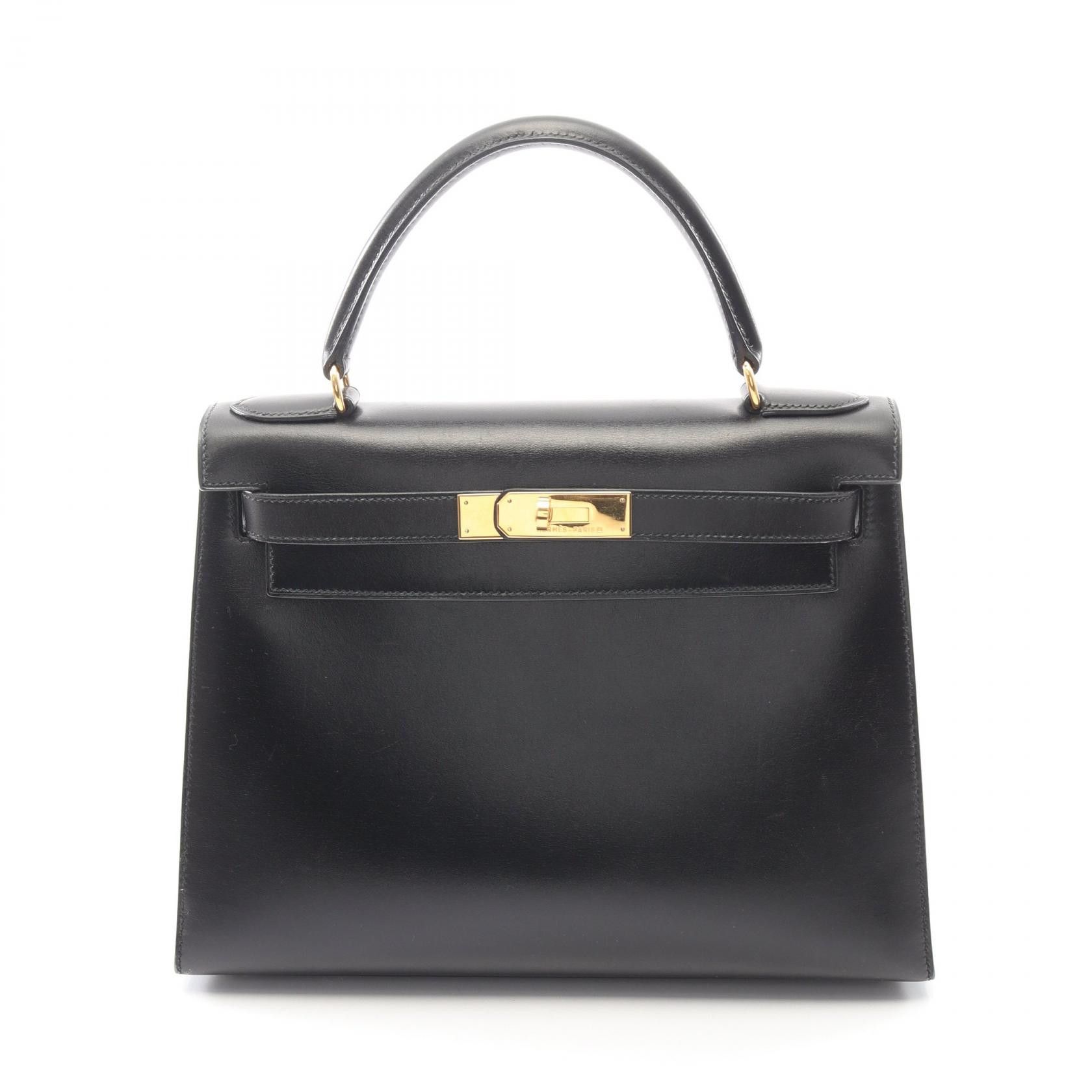 Hermes Hermes Hermes Kelly28 Box Calf Leather Handbag X DUTY FREE for USA Size ONE SIZE - 1 Thumbnail