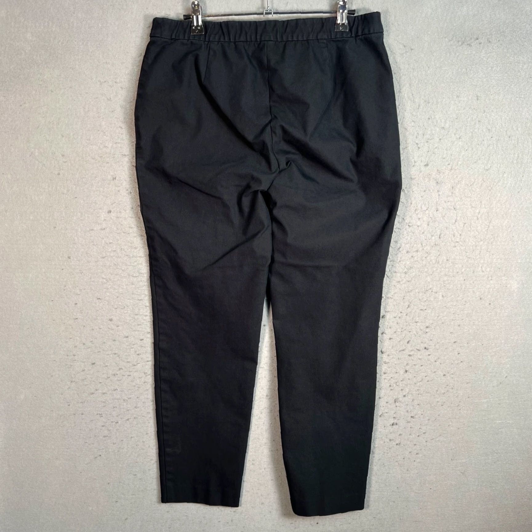 Theory Theory Womens Size 10 Black Tapered Dress Pants Cotton Blend Elastic Waist Size 32" / US 10 / IT 46 - 2 Thumbnail