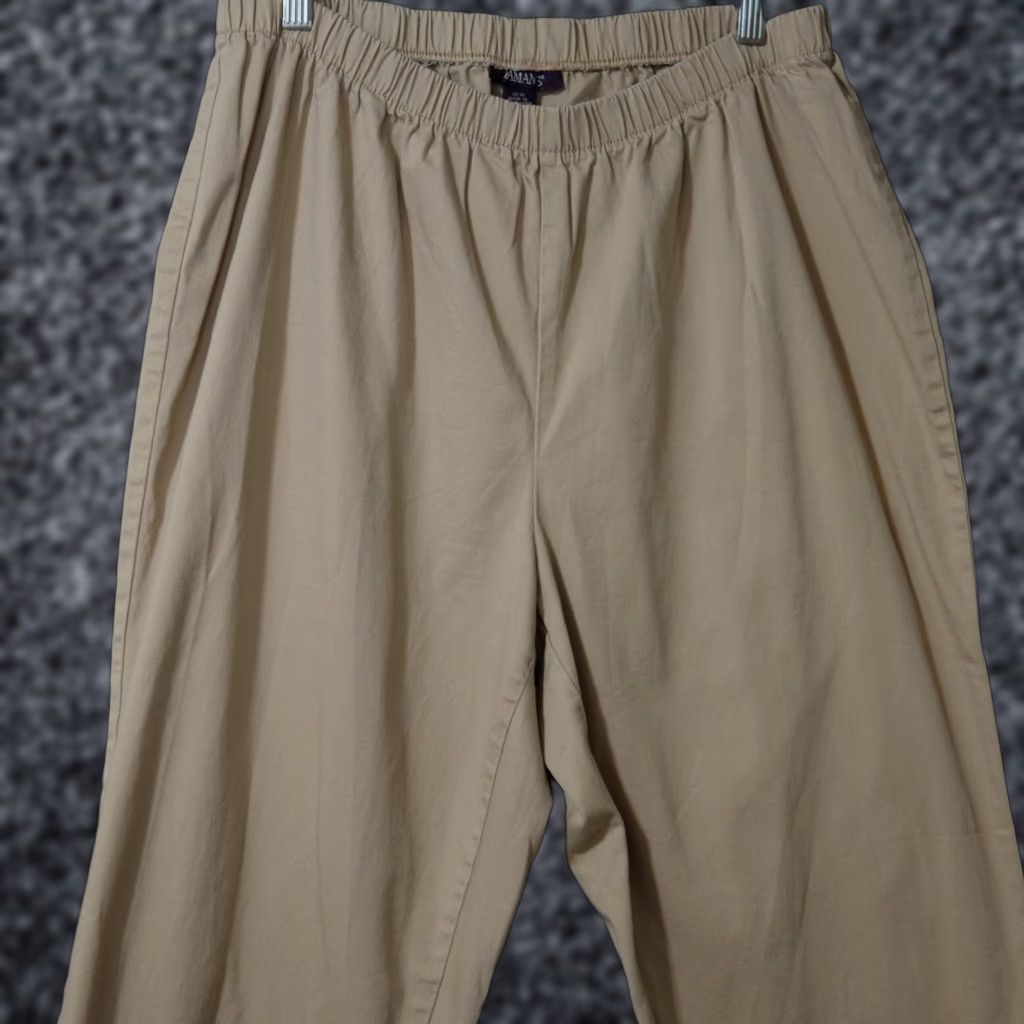 Vintage EUC Roamans Capri Pants Pull On Cotton/Spandex Tan Women's 20W #H51-58 Size 42" / US 20 - 1 Thumbnail