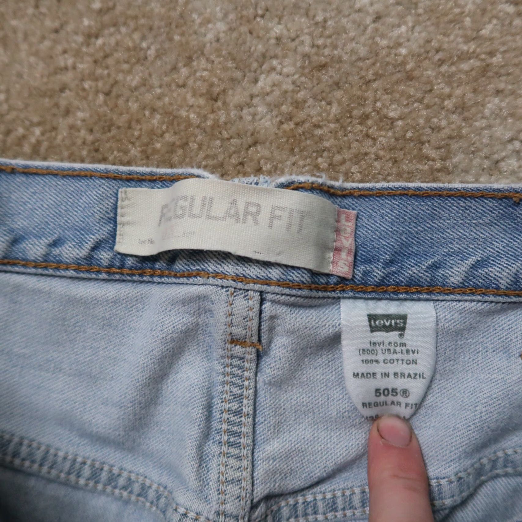 Levi's Levi's 505 Regular Fit Straight Leg Jeans Men's 38x32 Blue Distressed Denim Size US 38 / EU 54 - 4 Thumbnail