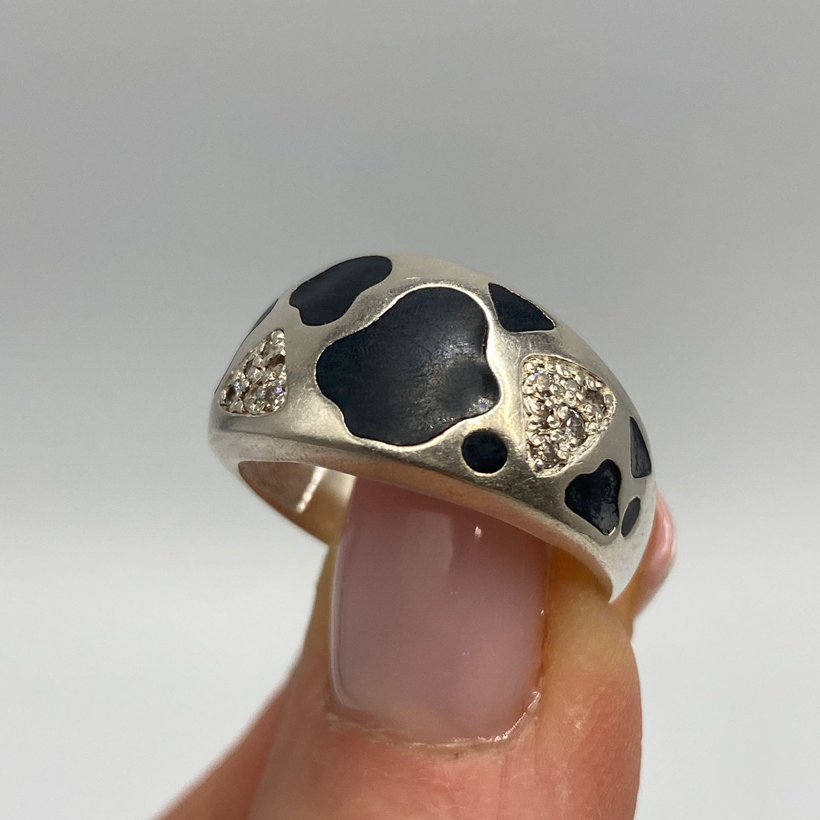 Vintage 925 Sterling Silver Enamel Ring Size 8.5 us