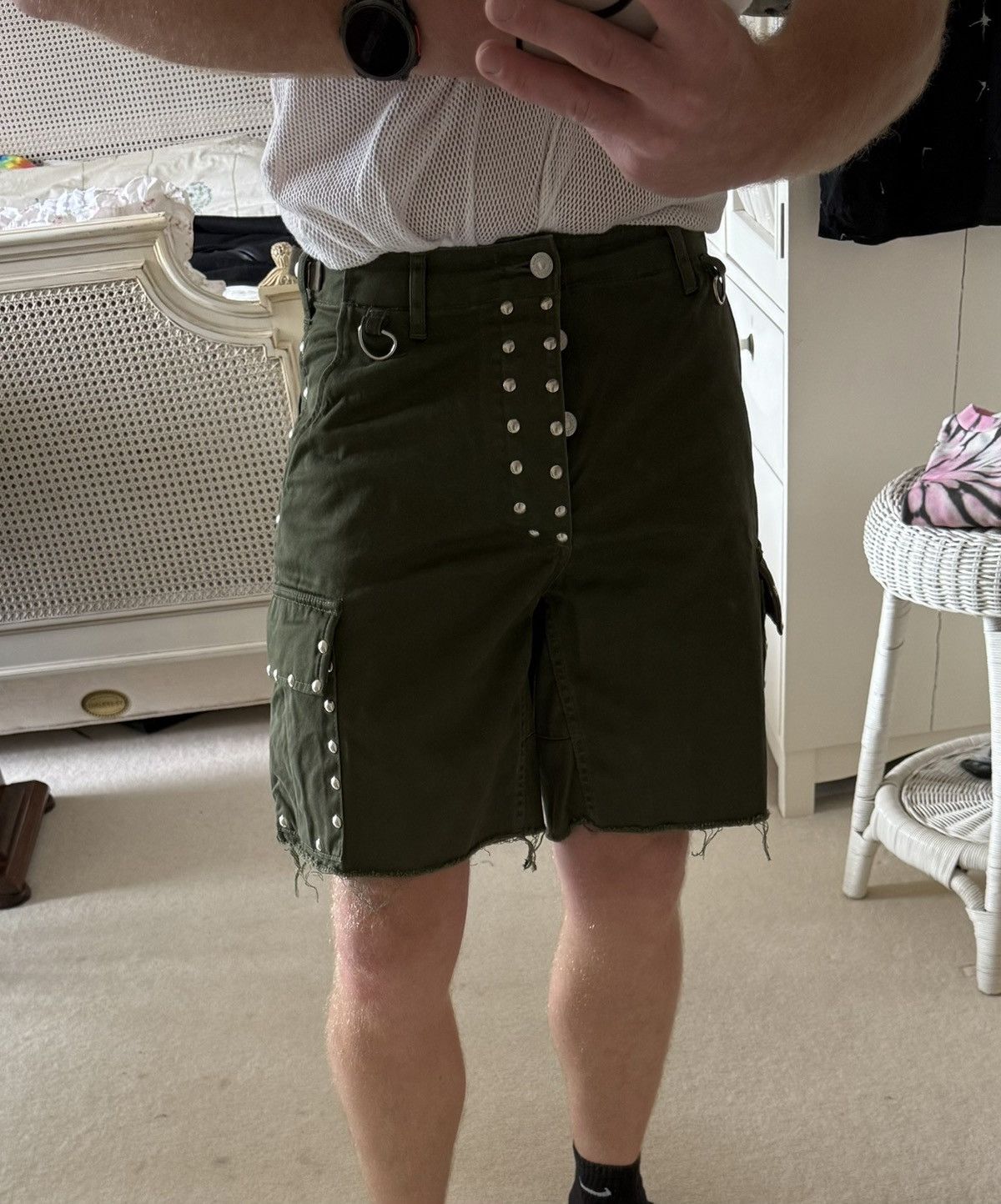Celine × Hedi Slimane $1.2k SS22 Celine studded raw hem cargo shorts 48 Hedi Size US 30 / EU 46 - 19 Thumbnail