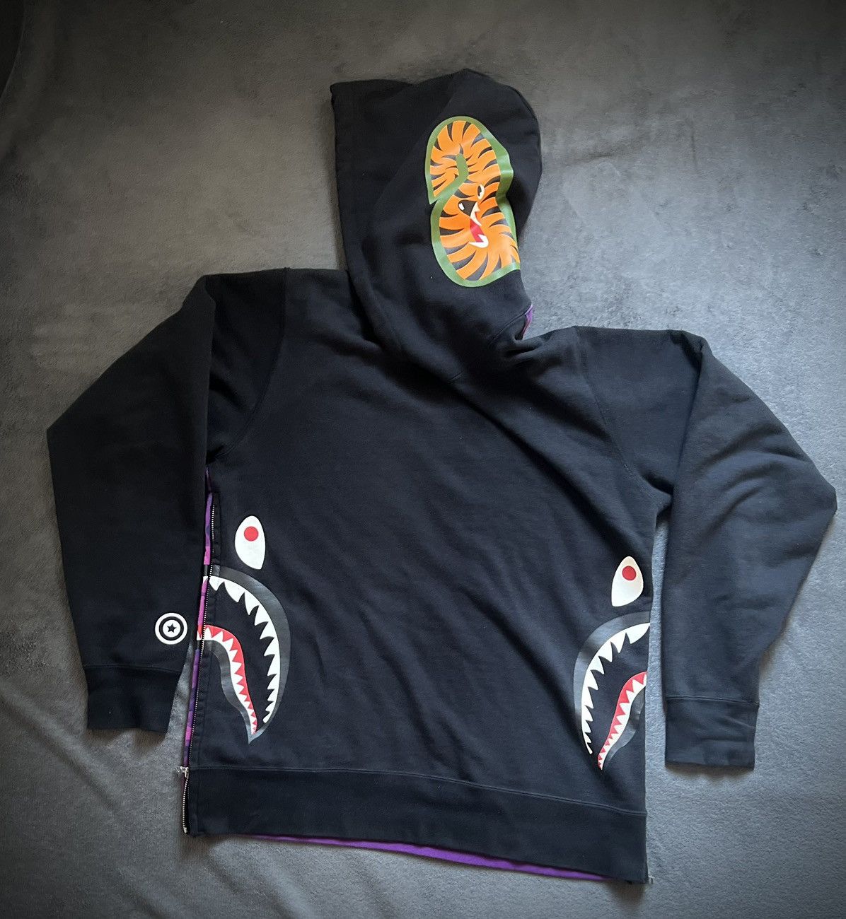 Bape Authentic A Bathing Ape Side Zip Shark Wide Pullover Hoodie Size US L / EU 52-54 / 3 - 1 Thumbnail