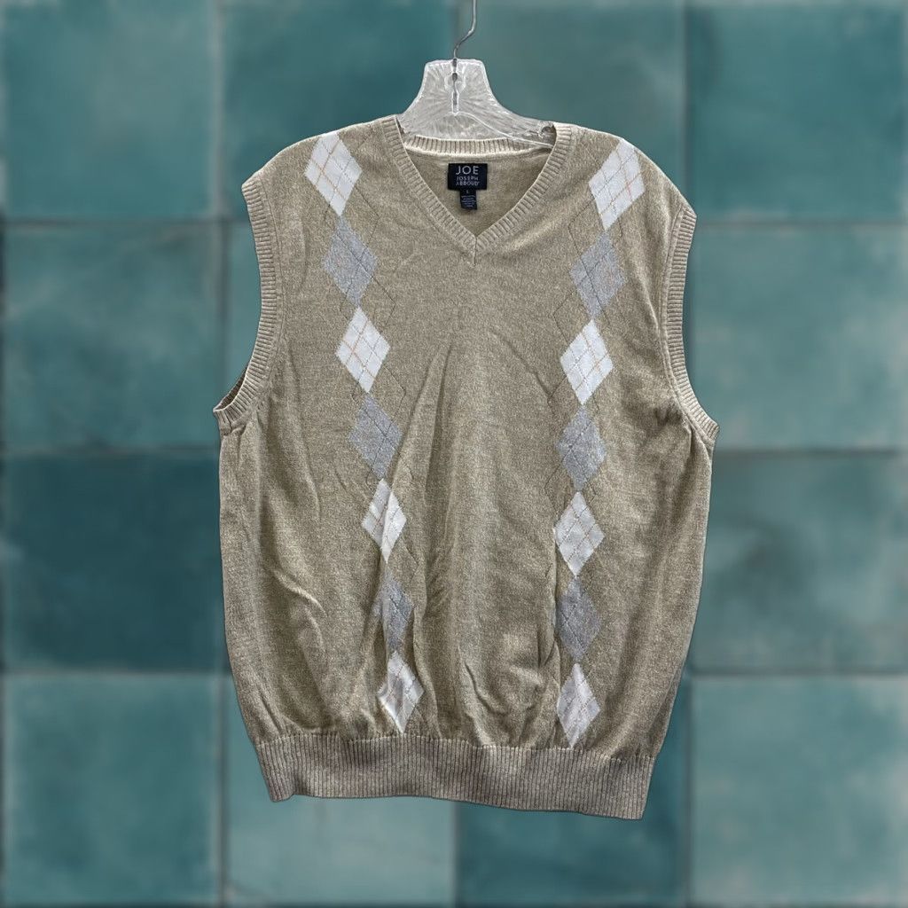 Joseph Abboud VINTAGE Joseph Abboud Sweater Vest L Mens Tan Beige Argyle Diamond Grandpa Preppy Academia Best for Men Size US L / EU 52-54 / 3 - 1 Thumbnail