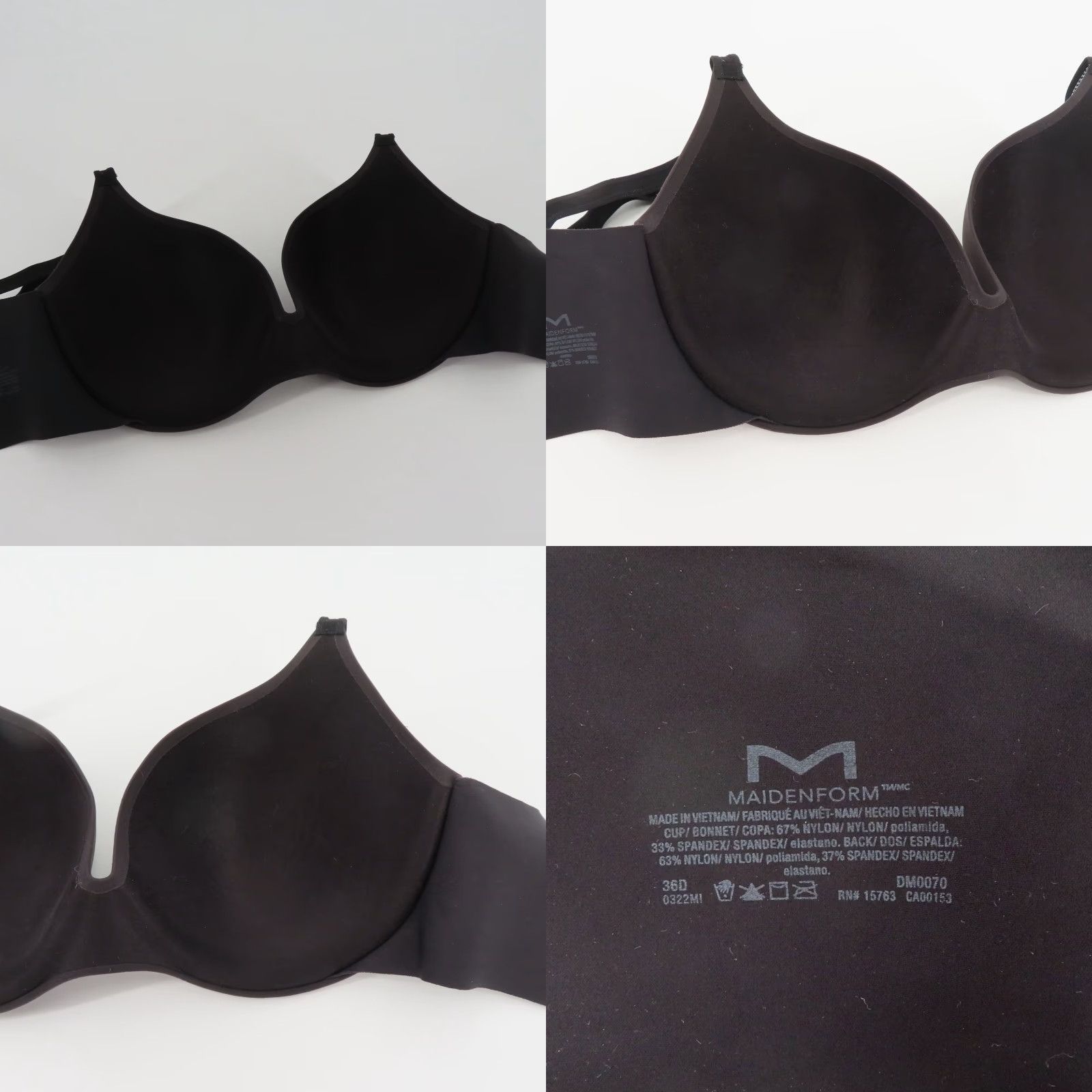 Vintage Maidenform Bra 36D DM0070 Dreamwire Back Smoothing Underwire Solid Black Women Size ONE SIZE - 8 Thumbnail