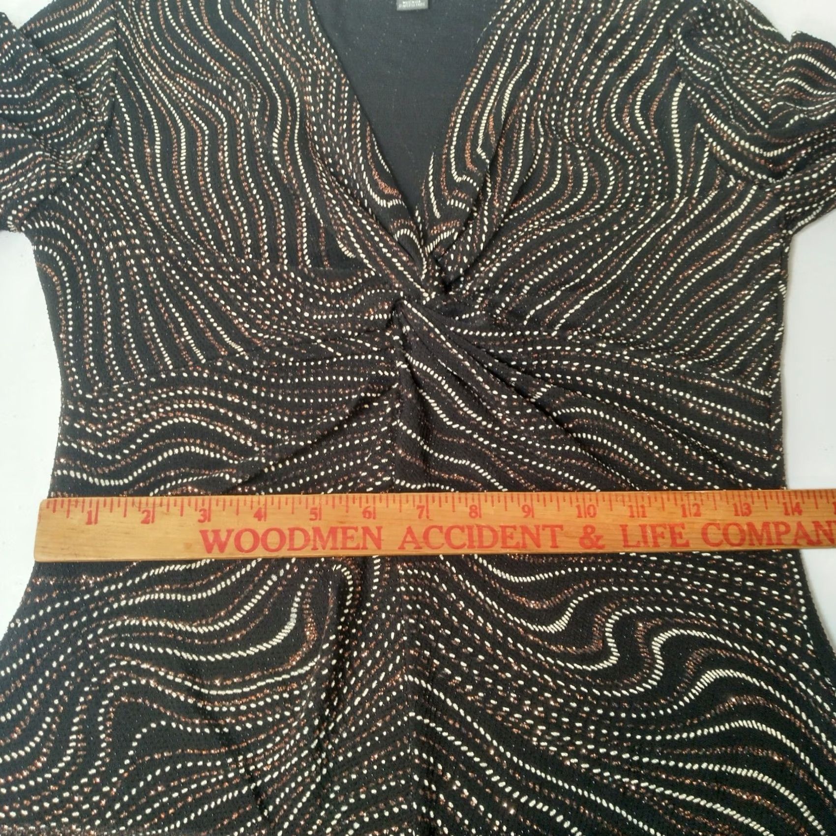 Vintage VINTAGE Dressbarn Collection Shirt Small Black Metallic Stretch Long Sleeve Women XS? (No, keep S) Size S / US 4 / IT 40 - 4 Thumbnail