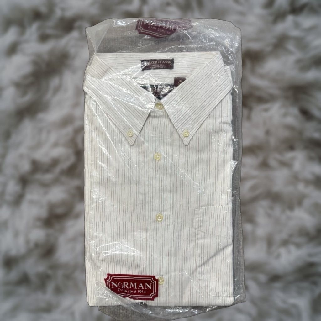 Vintage VINTAGE Norman Dress Shirt Mens Button-Down Check Stripe 16 White NOS Size 42R - 1 Thumbnail