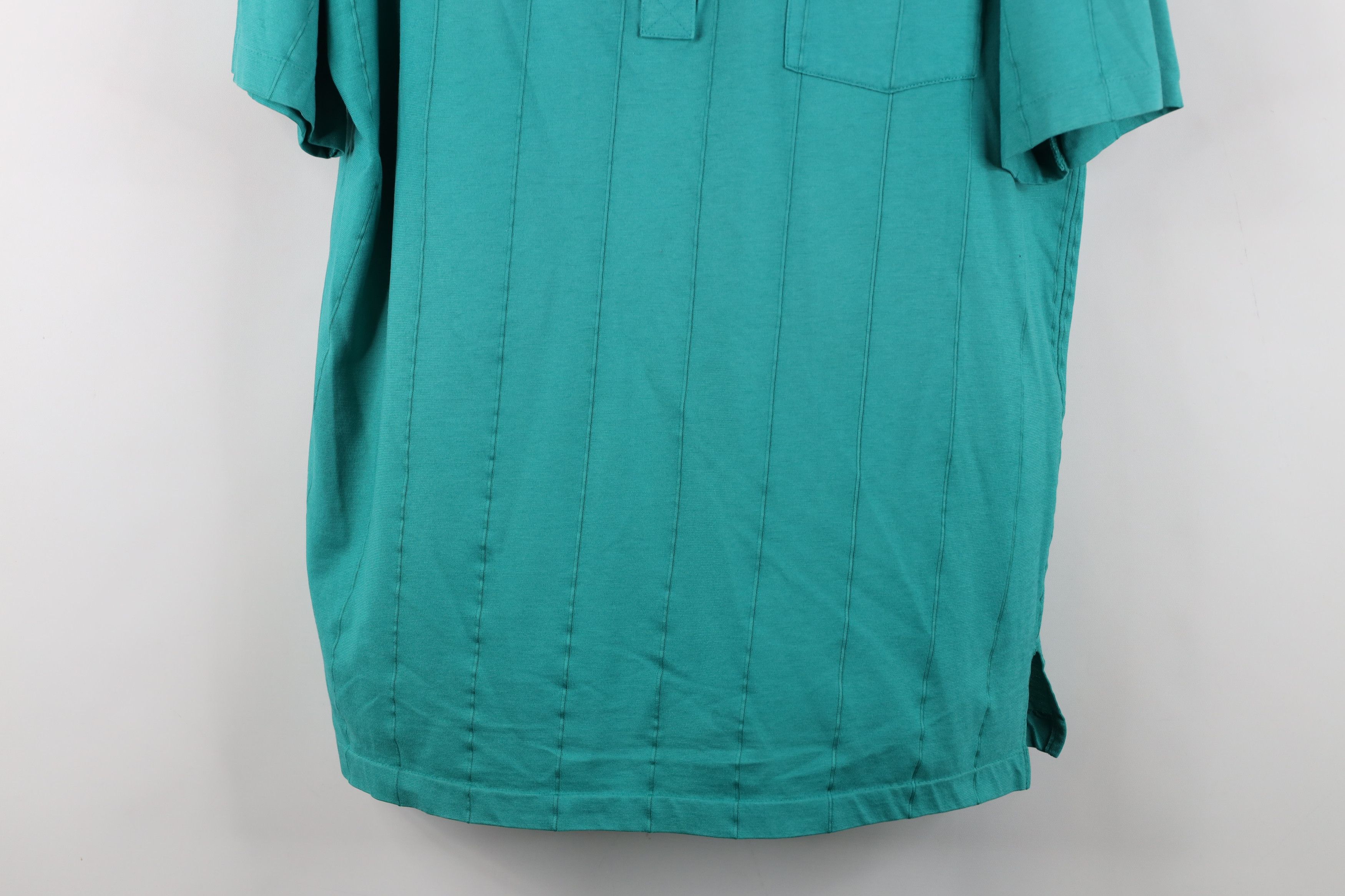 Vintage Vintage 90s Streetwear Striped Knit Golf Polo Shirt Teal Size US L / EU 52-54 / 3 - 3 Thumbnail