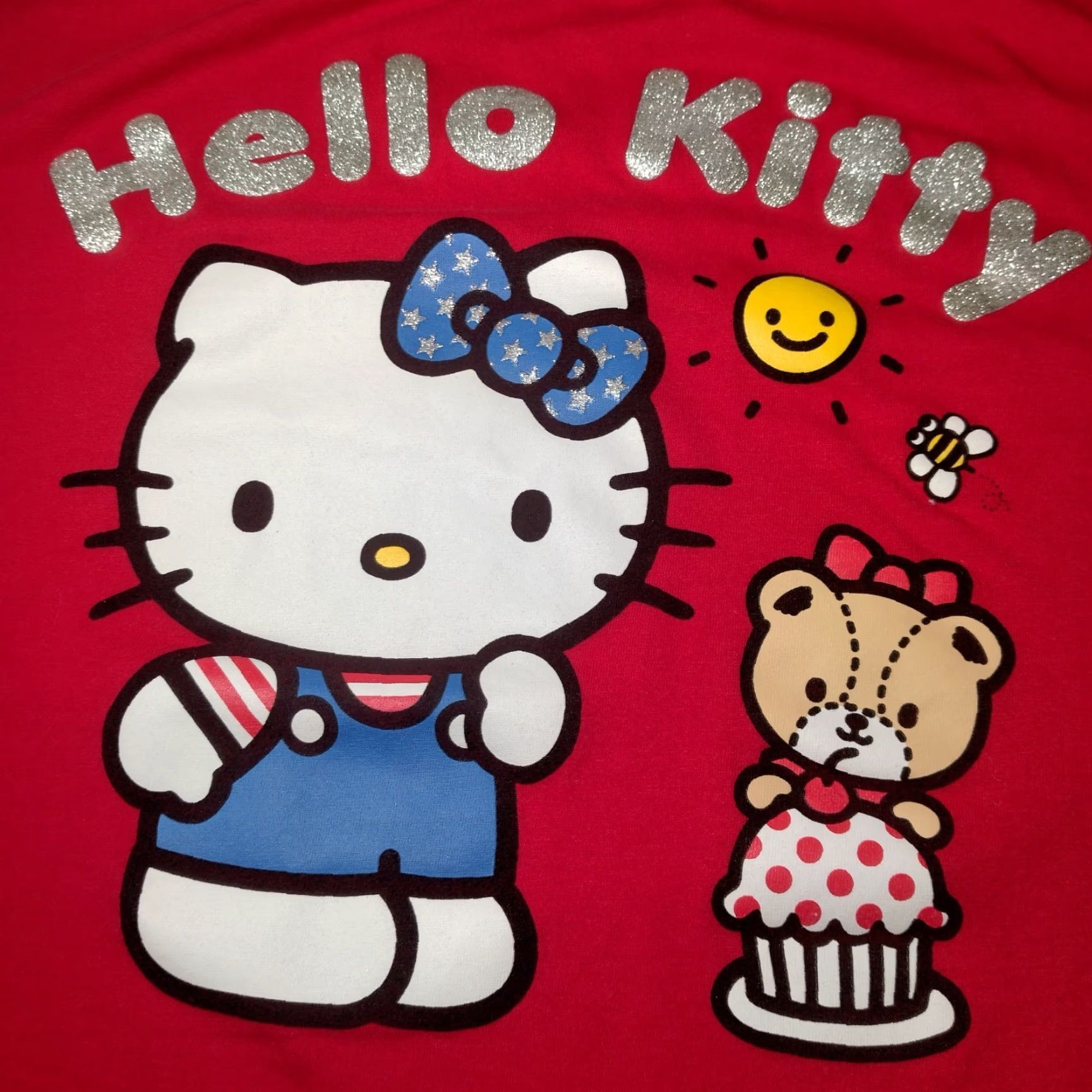 Vintage SANRIO Hello Kitty Shirt Womens Large Red Glitter Cupcake Graphic T-Shirt Size L / US 10 / IT 46 - 2 Thumbnail