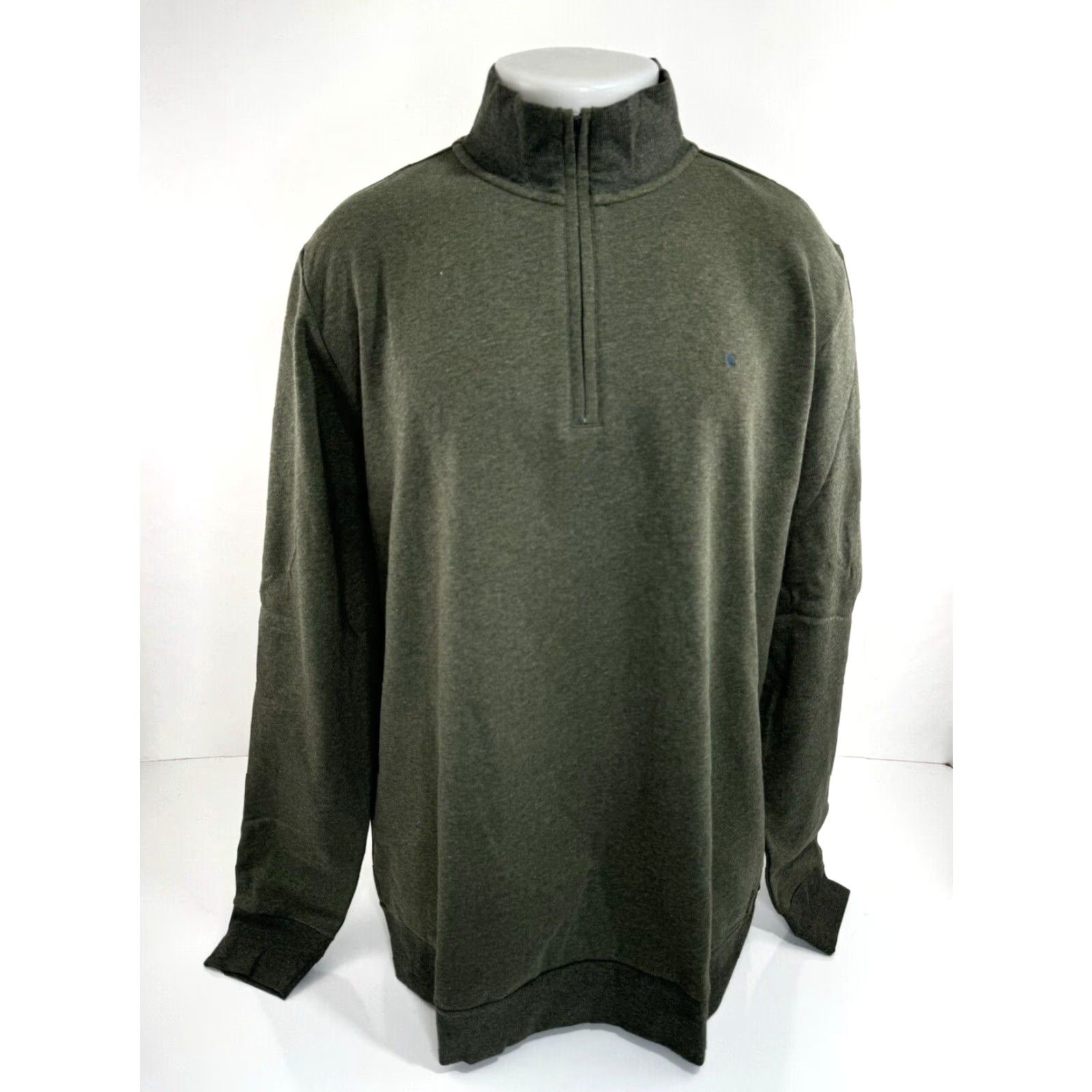 Vintage Criquet Austin - NEW w TAG - Fleece 1/4 Zip Pullover Mens 2XL Olive Green Sweater Jacket Size US XXL / EU 58 / 5 - 2 Thumbnail