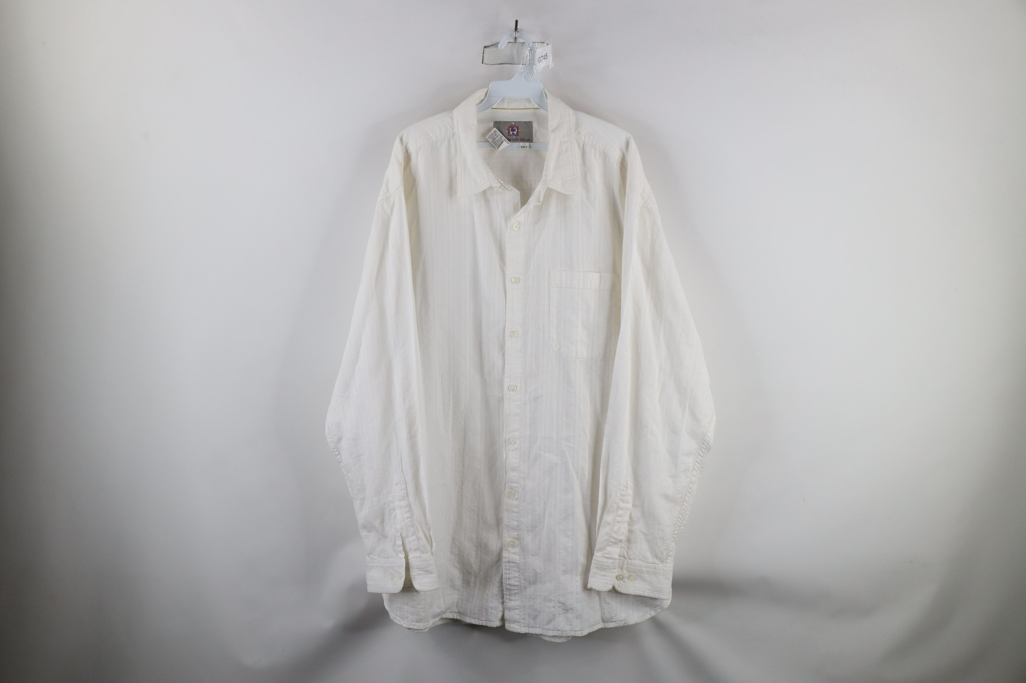 Vintage Vintage 90s Streetwear Collared Button Shirt White Cotton Size US XXL / EU 58 / 5 - 1 Thumbnail