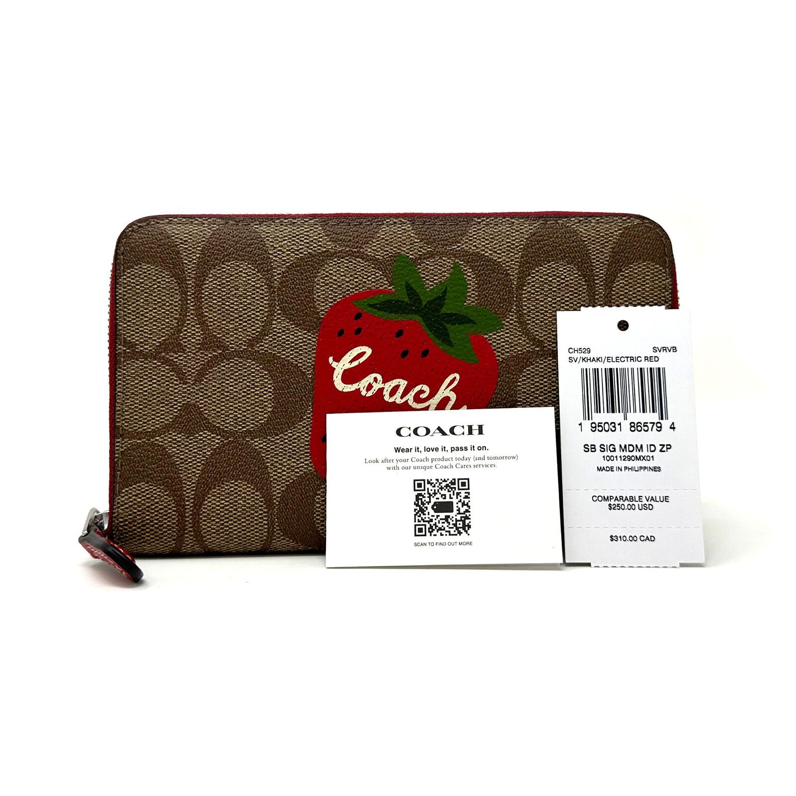 Coach Coach Medium Id Zip Wallet Signature Canvas Strawberry CH529 Size ONE SIZE - 2 Thumbnail