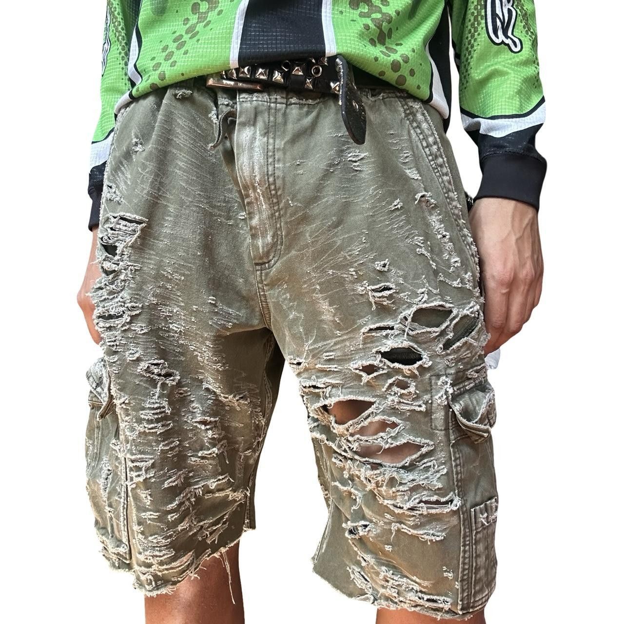 Abercrombie & Fitch ASTROBOI* Abercrombie & Fitch Green Grunge Camo Shorts - 40" Size US 40 / EU 56 - 1 Thumbnail