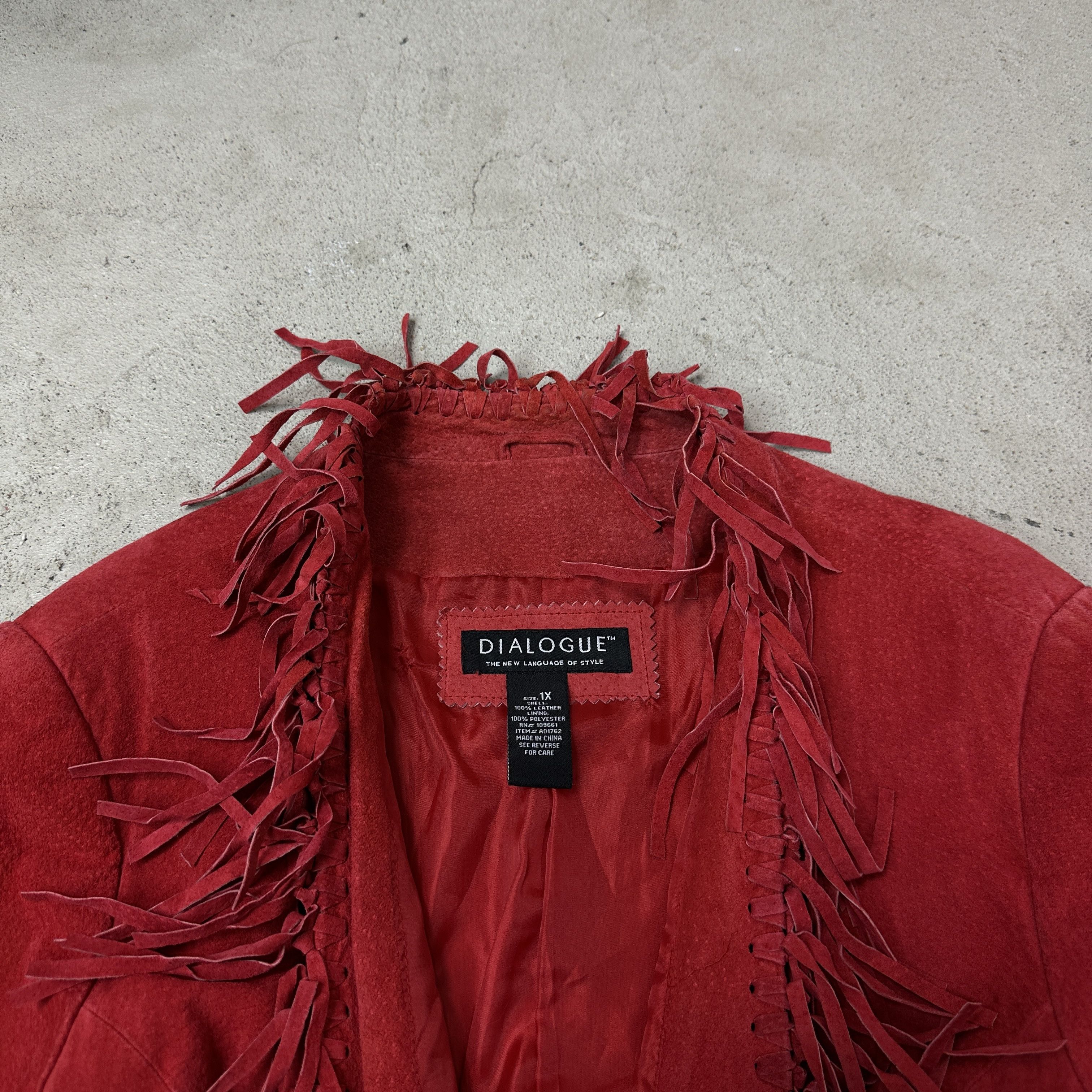 Vintage Vintage Leather Cherry Red Fringe Jacket Y2K Size XL / US 12-14 / IT 48-50 - 7 Thumbnail