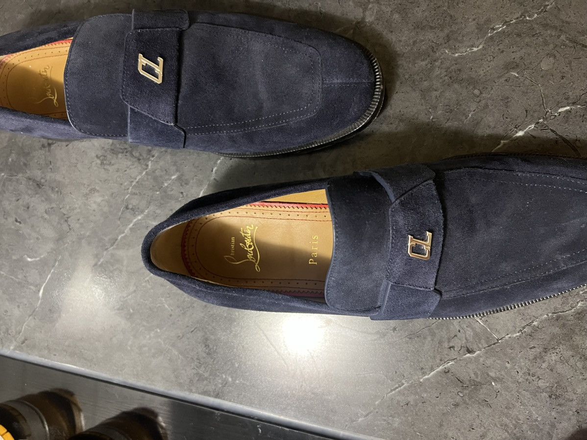 Christian Louboutin suede loafers navy blue