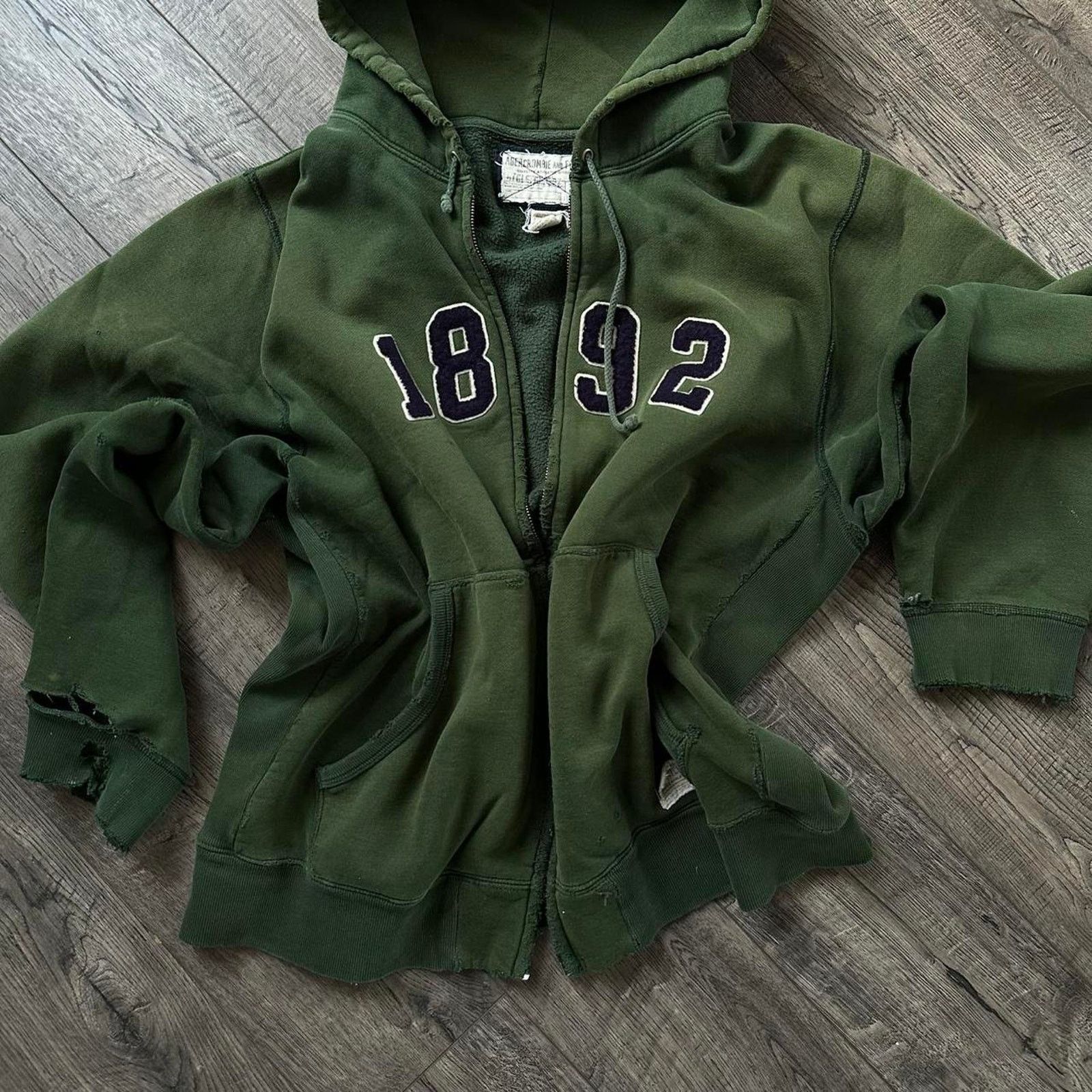 Abercrombie & Fitch × Vintage Vintage 00s Thrashed Cotton Abercrombie & Fitch ZipUp Hoodie Size US XL / EU 56 / 4 - 2 Thumbnail