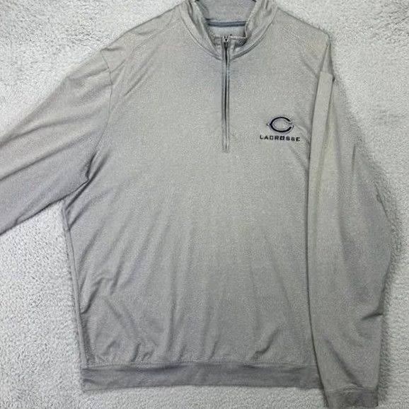 johnnie-O johnnie-O Sweater Sweatshirt Quarter Zip Pullover Long Sleeve Grey XL Mens Pullover Zip Breathable Polyester Spandex Golf Preppy Solid Size US XL / EU 56 / 4 - 2 Thumbnail