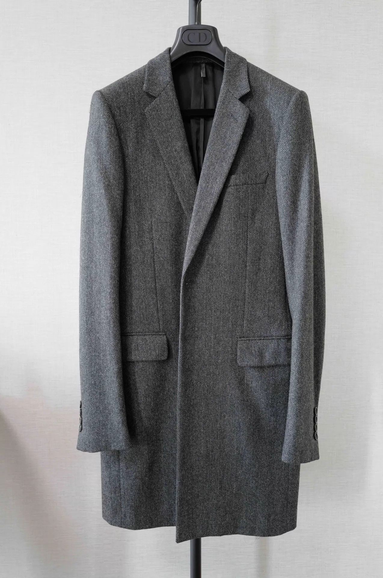 Dior Herringbone Pattern Long Coat Black Size S Size US S / EU 44-46 / 1 - 1 Thumbnail
