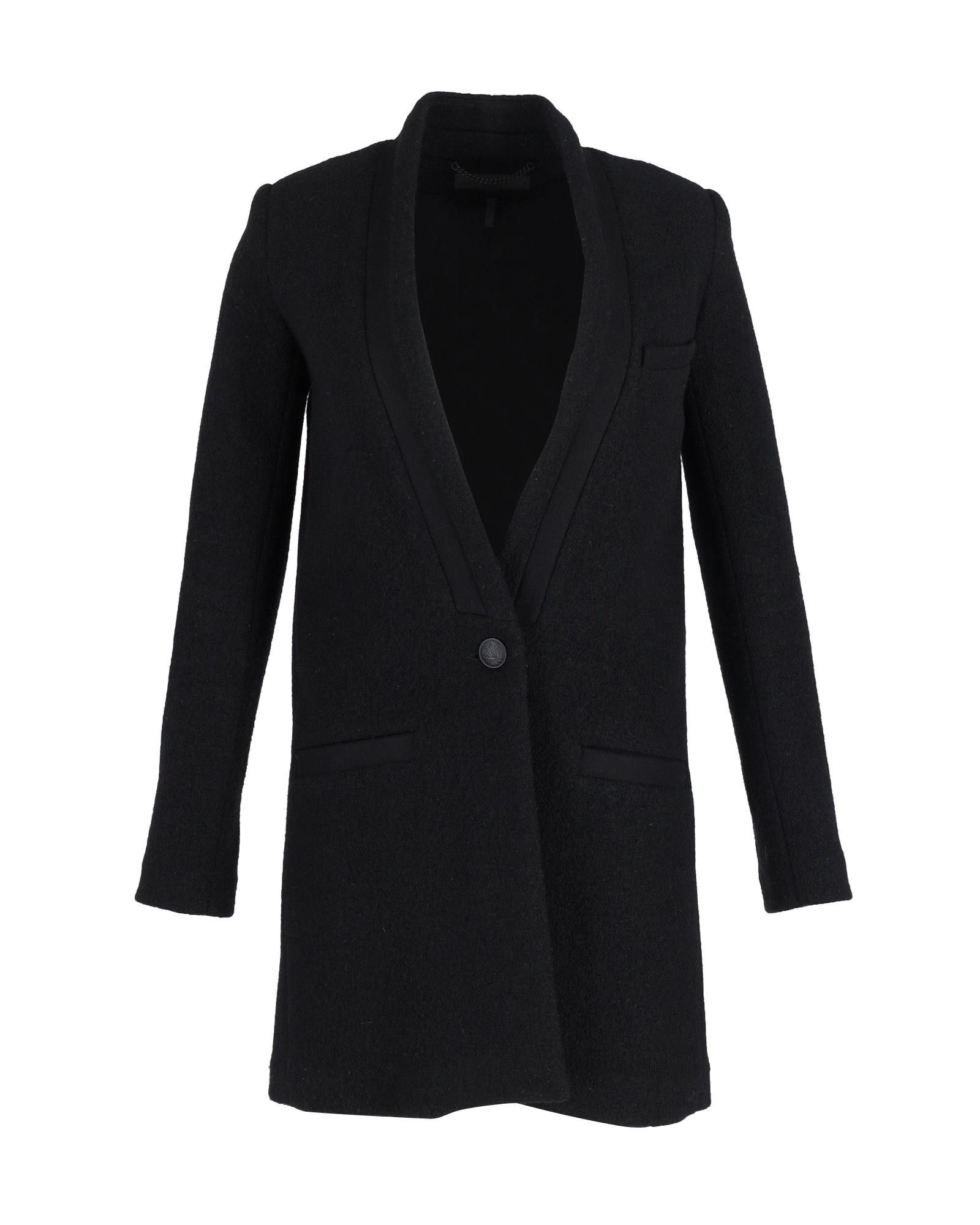 image of Iro Collarless Black Wool Coat With Single-Button Fastening, Women's (Size Medium)