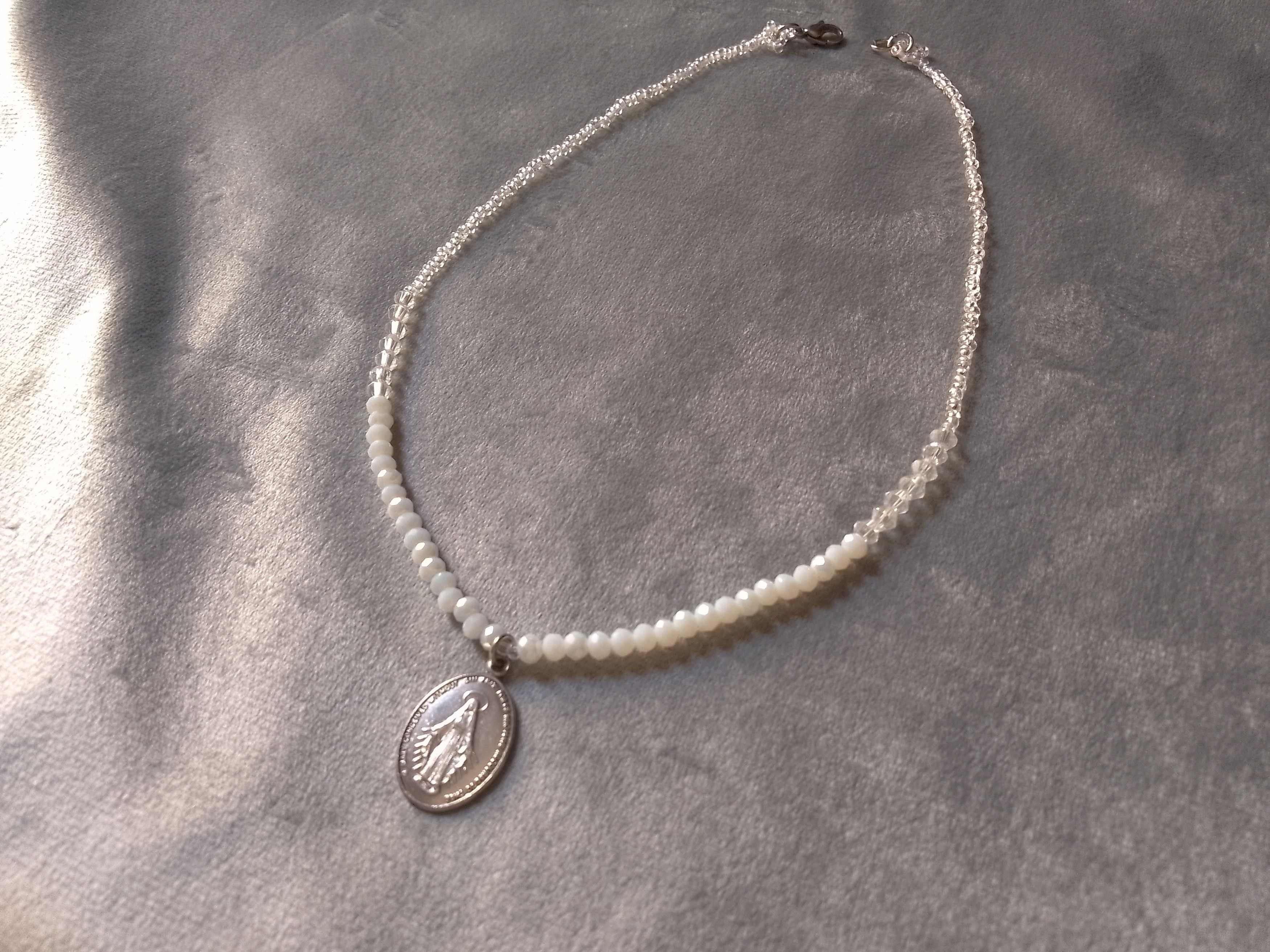 Handmade Pendant Silver 925 Virgin Mary with crystal necklace Size ONE SIZE - 6 Thumbnail