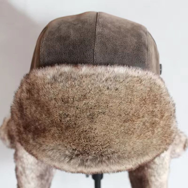 Japanese Brand Pu Leather Faux Fur Earflap Bomber Hat Size ONE SIZE - 6 Thumbnail