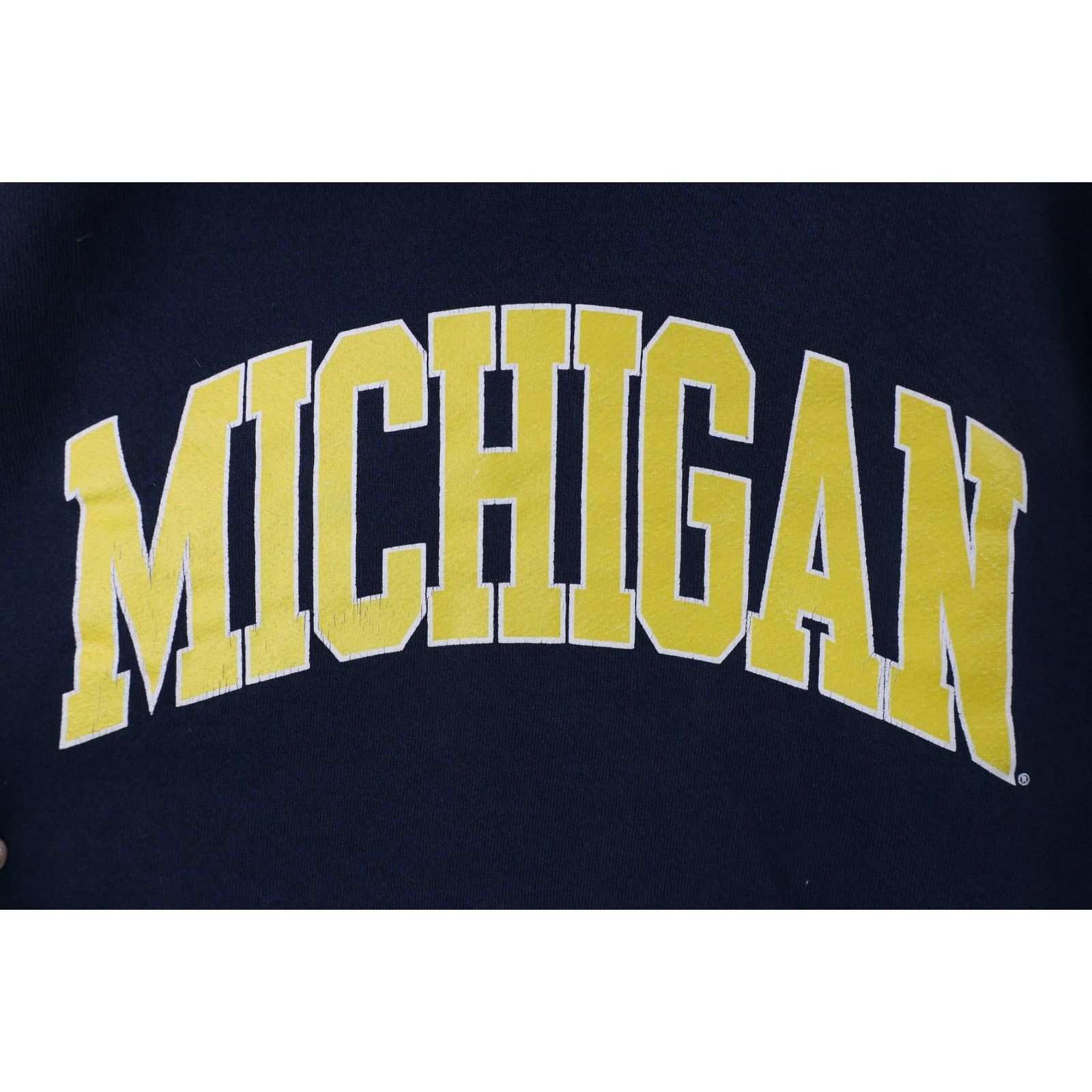 Vintage Vintage 90s Faded Spell Out University of Michigan Hoodie Size US M / EU 48-50 / 2 - 4 Thumbnail
