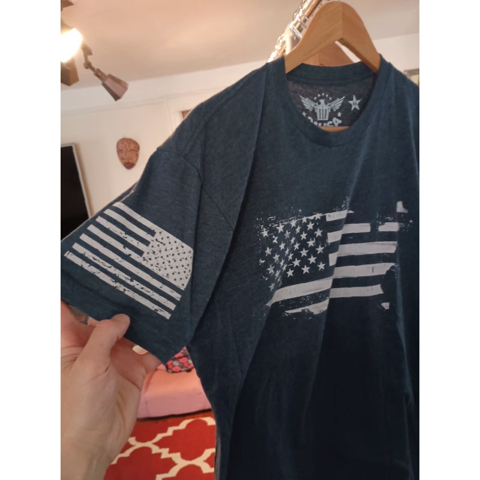 Vintage VINTAGE USA American Flag T-shirt Made In USA Size M Gray Mens T-Shirt USA 90s/Patriotic Size US M / EU 48-50 / 2 - 3 Thumbnail