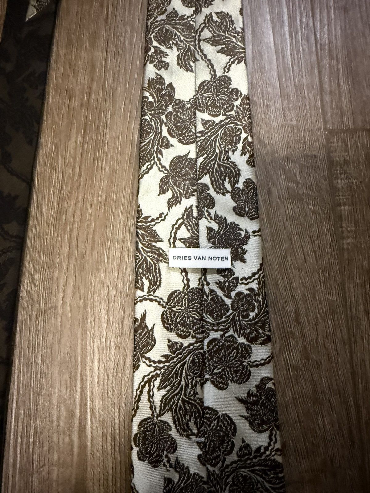 Dries Van Noten Dries Van Noten Beige & Brown Floral Tie Size ONE SIZE - 3 Thumbnail
