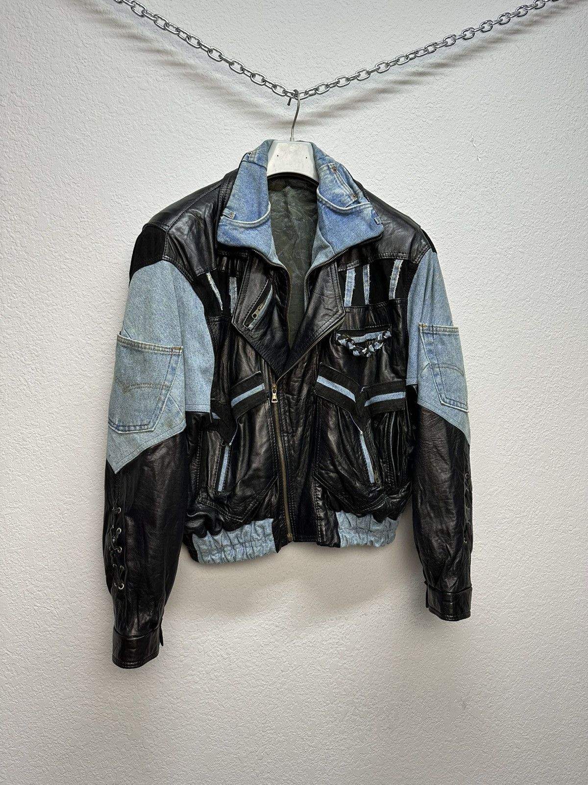 Vintage Vintage Junya Watanabe Style Leather Denim Jacket Rick Owens Size US L / EU 52-54 / 3 - 6 Thumbnail