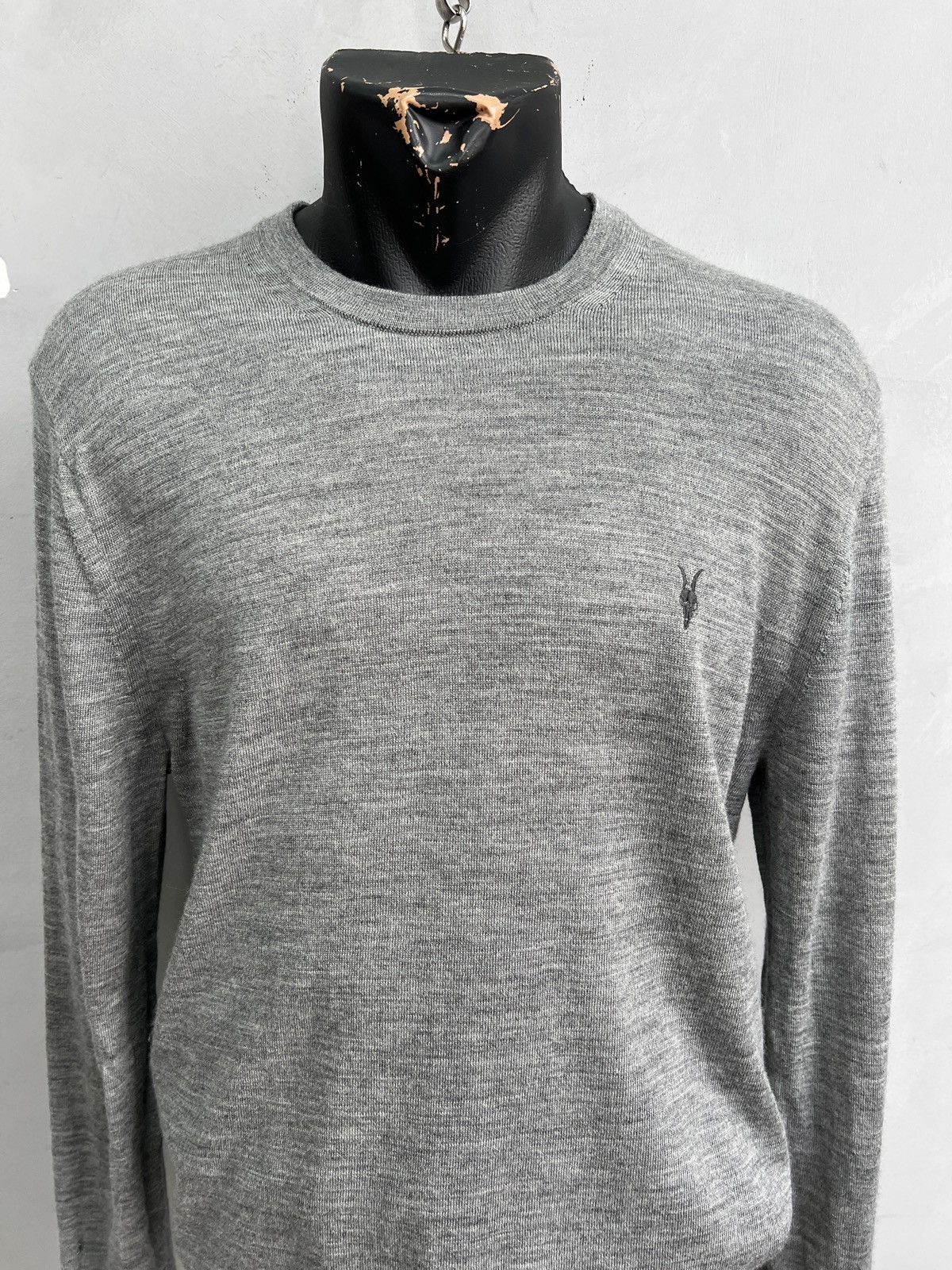Allsaints Allsaints gray Sweater minimalistic jamper merino wool Size US L / EU 52-54 / 3 - 2 Thumbnail
