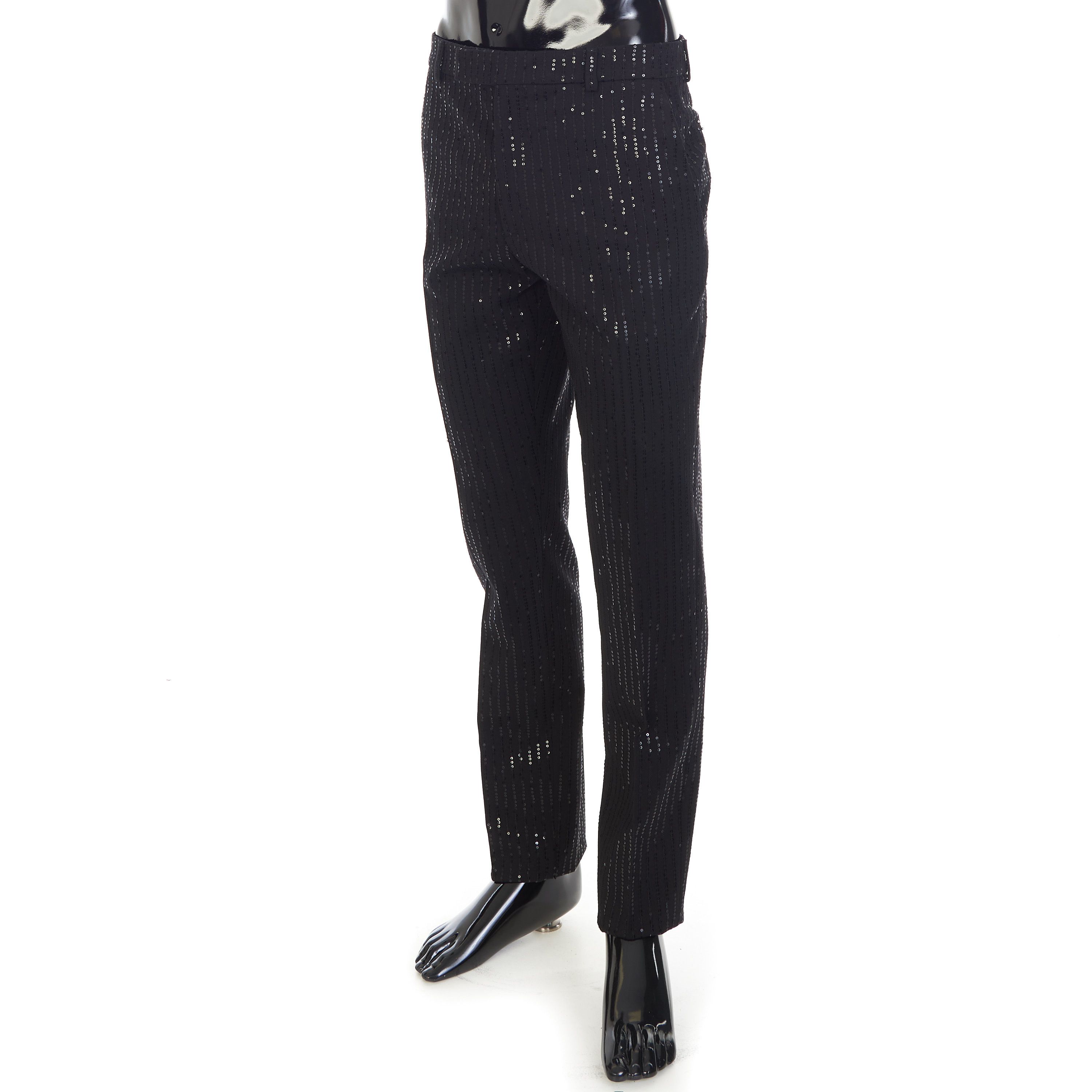 Celine Classic Pants In Sequin Embroidered Wool Gabardine Size US 34 / EU 50 - 2 Thumbnail