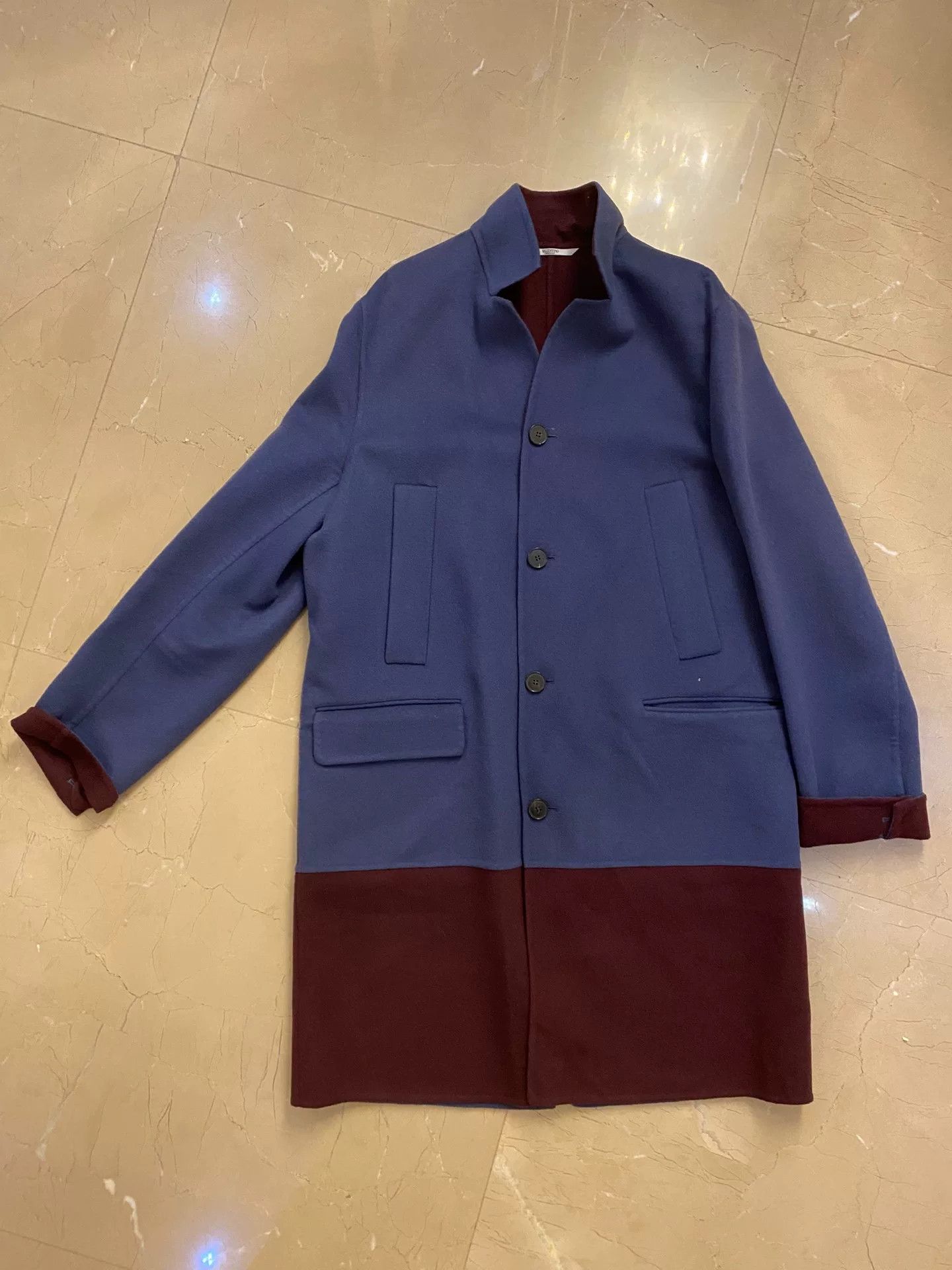 Valentino Valentino Men's Blue Red Trench Coat Size US M / EU 48-50 / 2 - 1 Thumbnail