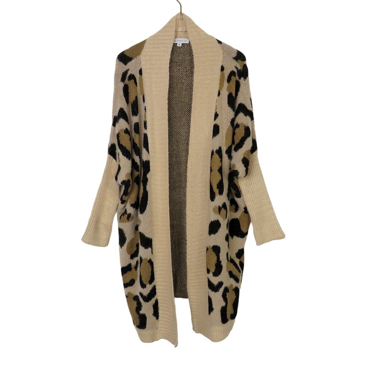 Other Miss Sparkling Tan Leopard Print Cardigan Medium NWT Size M / US 6-8 / IT 42-44 - 5 Thumbnail