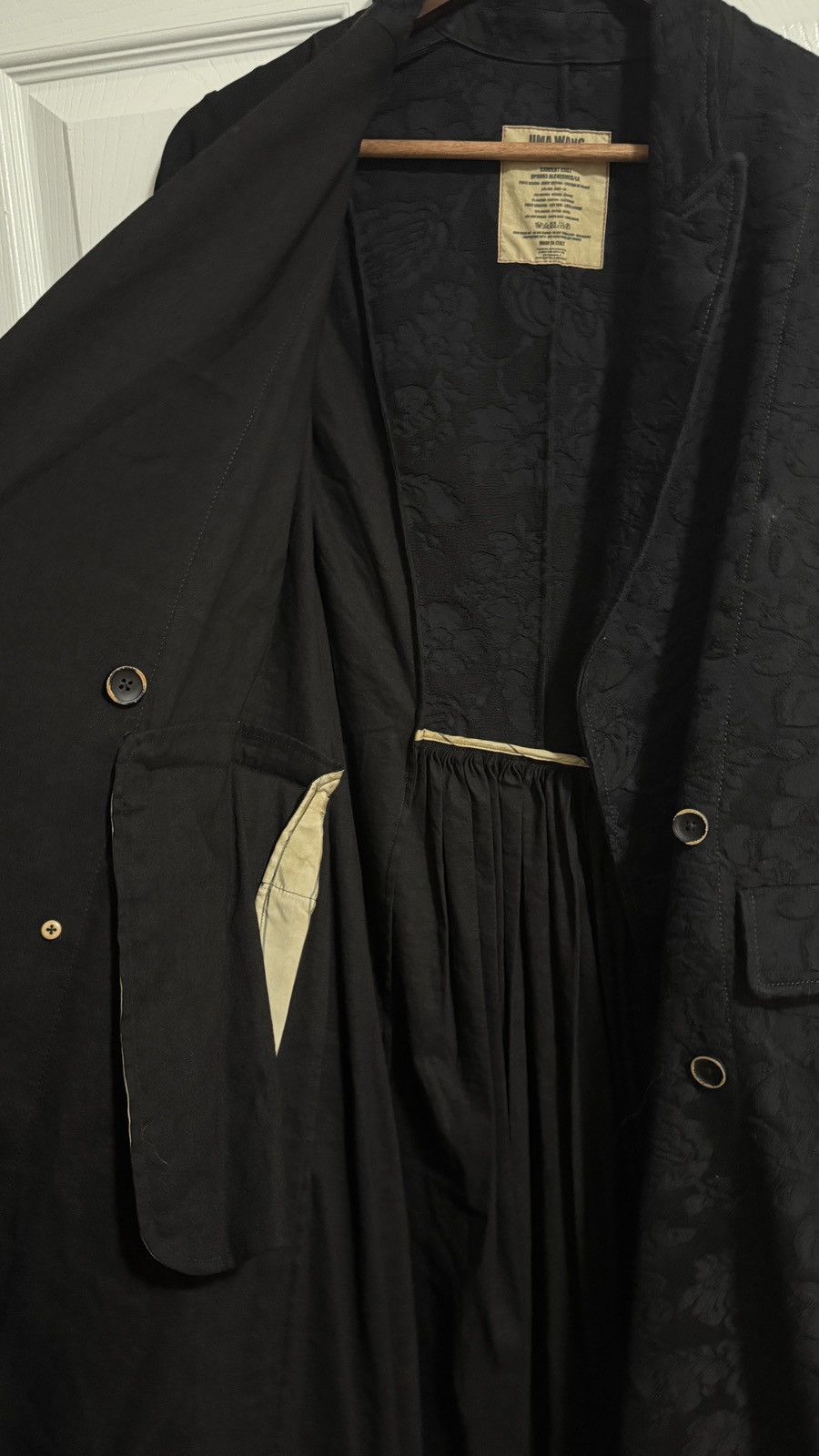 Uma Wang Uma Wang Black Flower Jacquard Long Coat Size S / US 4 / IT 40 - 4 Thumbnail
