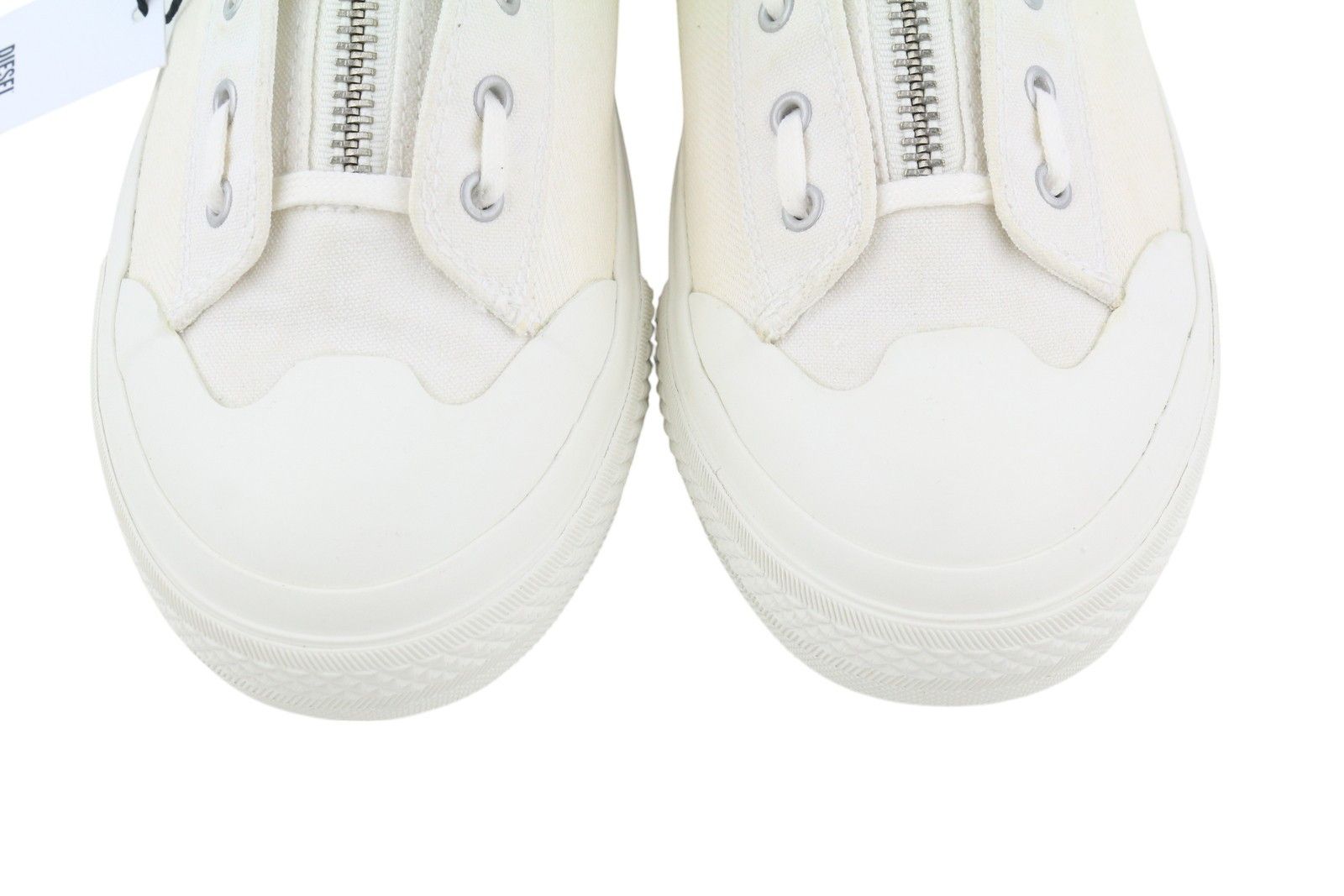 Diesel S-ASTICO L ZIP EU44.5 White Almond Toe Low Top 41109 Size US 11.5 / EU 44-45 - 5 Thumbnail