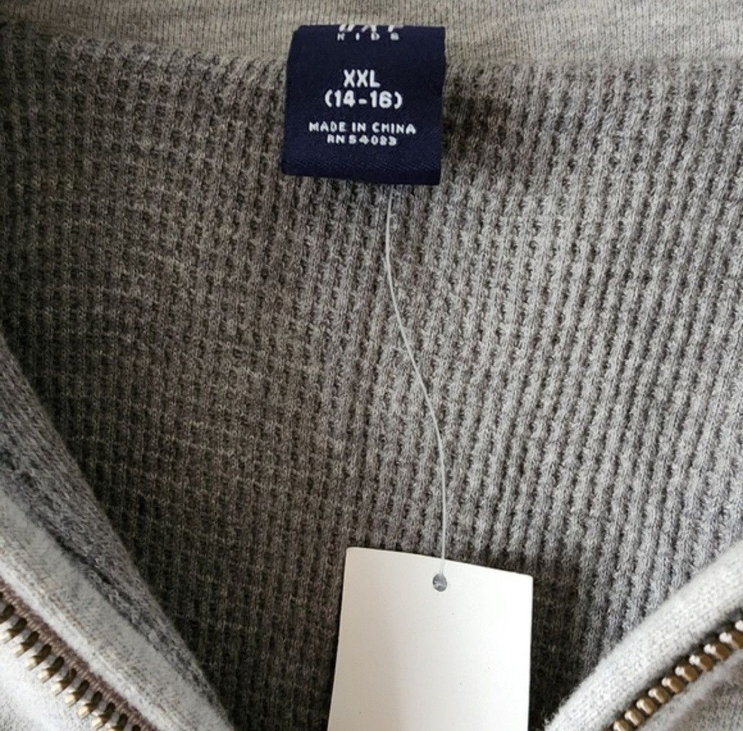 Gap GAP Boy's Gray Thermal Collared Sweatshirt Zip Up XXL Size US XXS / EU 40 - 3 Thumbnail