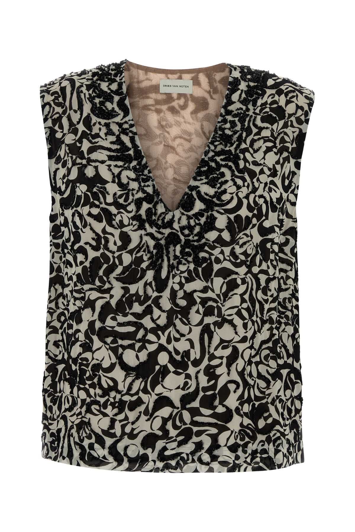 Dries Van Noten Printed Crepe College Top Size XS / US 0-2 / IT 36-38 - 1 Thumbnail