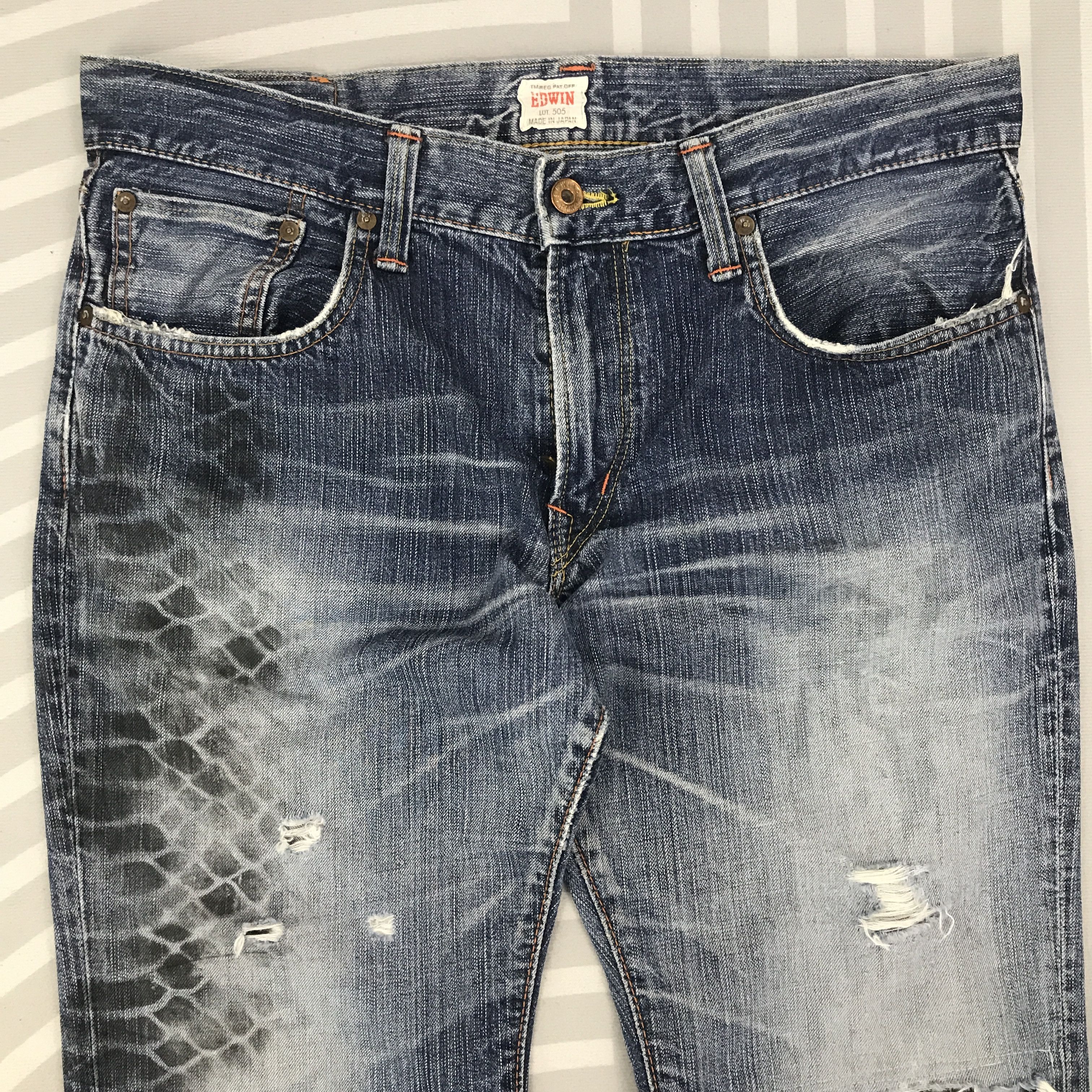 Edwin × Vintage Vtg Flare Edwin 505 Bootcut Distressed denim pants Size US 32 / EU 48 - 2 Thumbnail