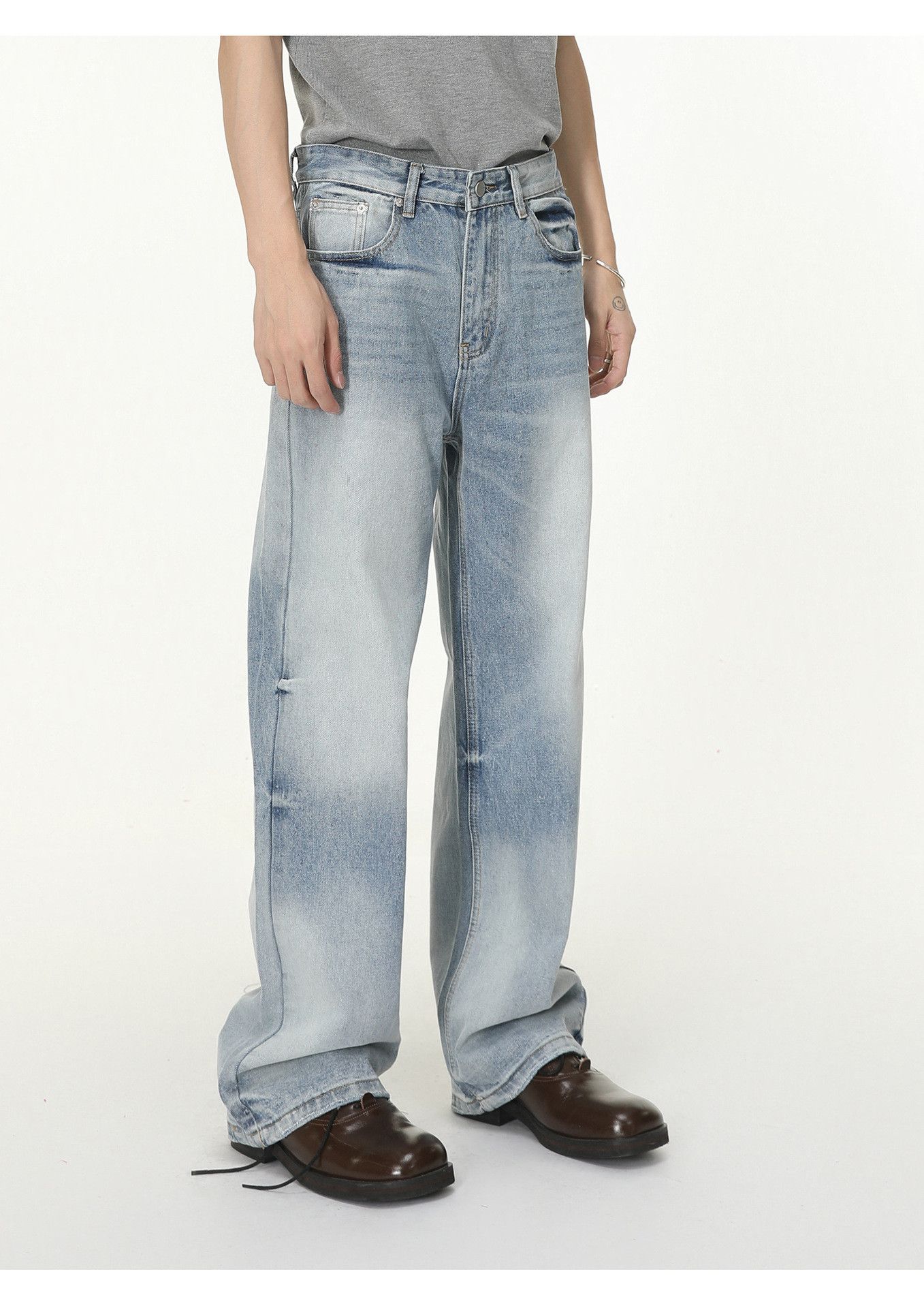 Japanese Brand Japanese style vintage distressed wide-leg washed jeans Size US 34 / EU 50 - 5 Thumbnail
