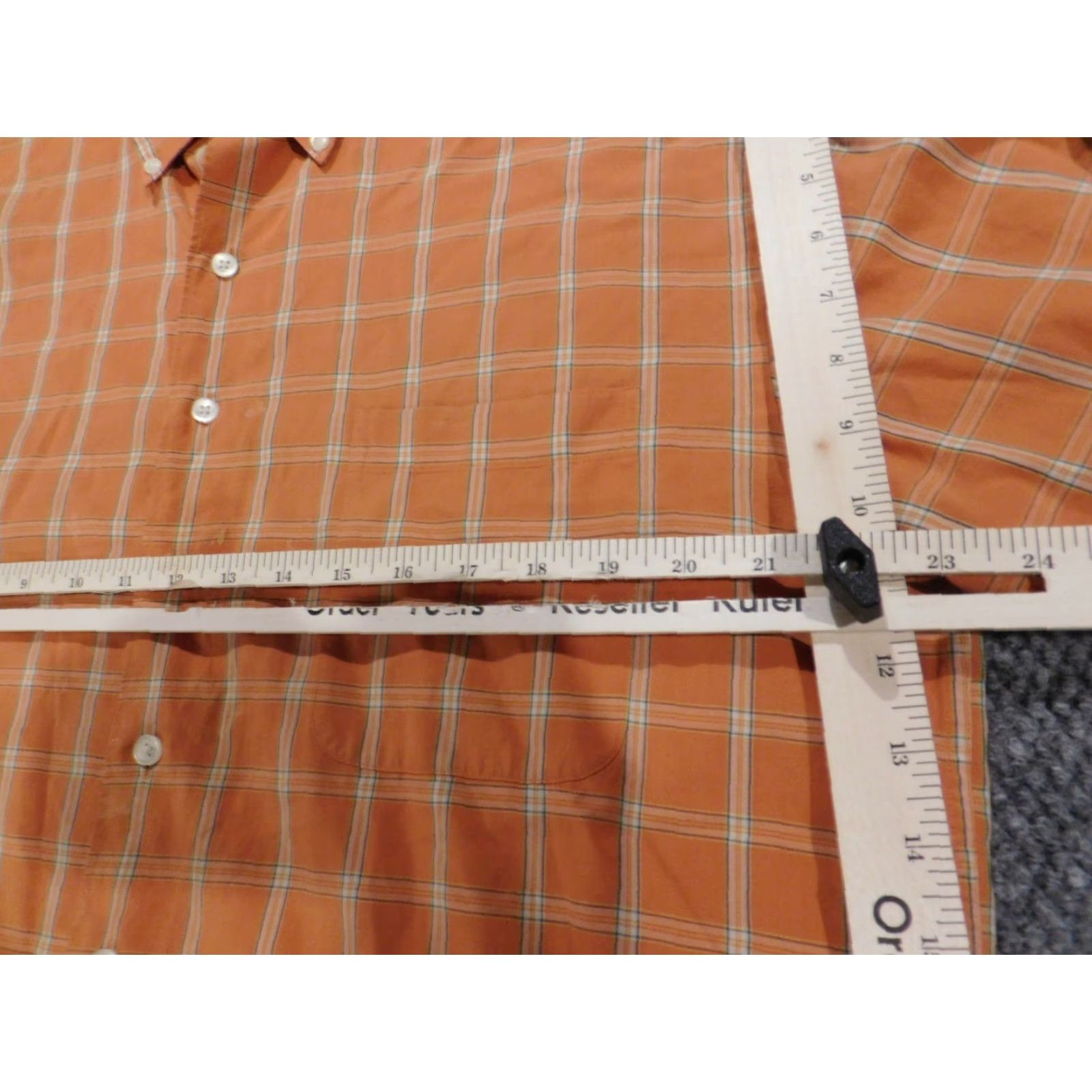 Vintage XMI Mens Shirt Medium Orange Plaid Button-Down Casual Regular Cotton Polyester Knit Long Sleeve Collared Button-Up Western Logo Size US M / EU 48-50 / 2 - 6 Thumbnail