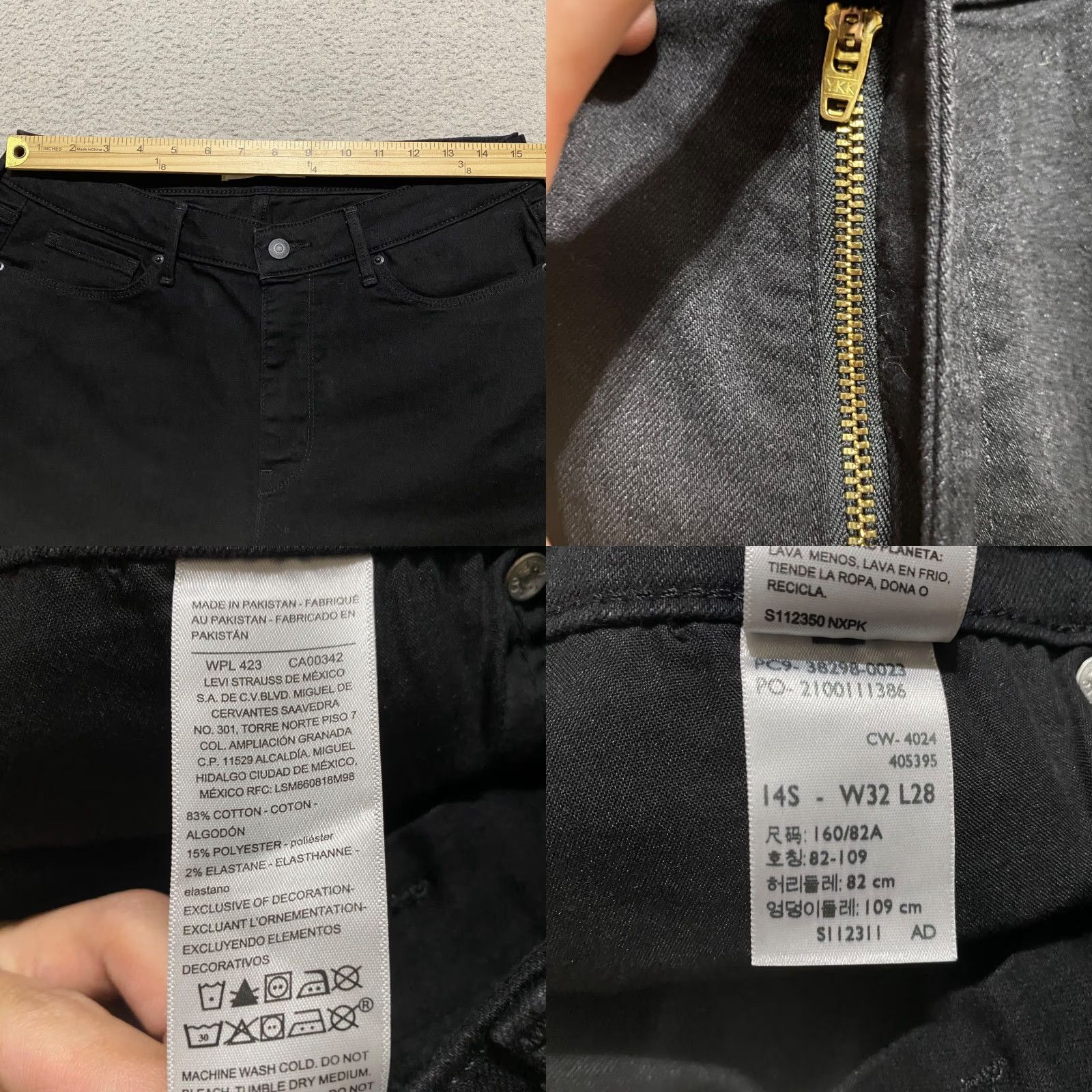 Levi's Levi's Jeans Womens 14 Black Dark Wash High Rise Skinny Denim Stretch Modern 90s? (if 90s not in original) Size 36" / US 14 / IT 50 - 8 Thumbnail