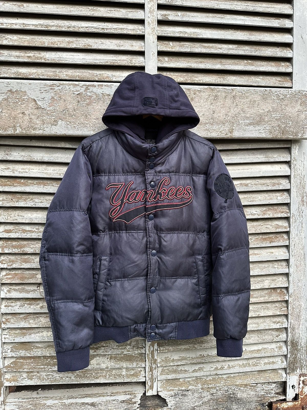 Japanese Brand ⚾️NewYork Yankees Bubble Puffer Hooded Jacket Size US M / EU 48-50 / 2 - 1 Thumbnail