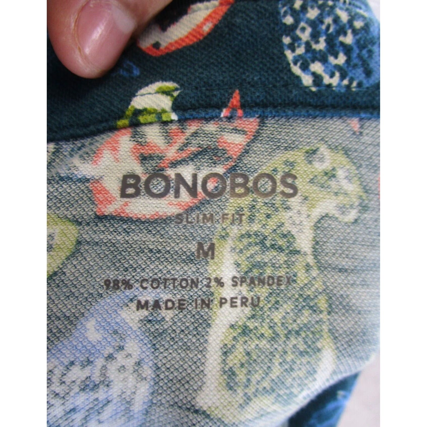 Bonobos Bonobos Mens Slim Fit Polo Shirt Blue Medium Cotton Stretch Size US M / EU 48-50 / 2 - 6 Thumbnail